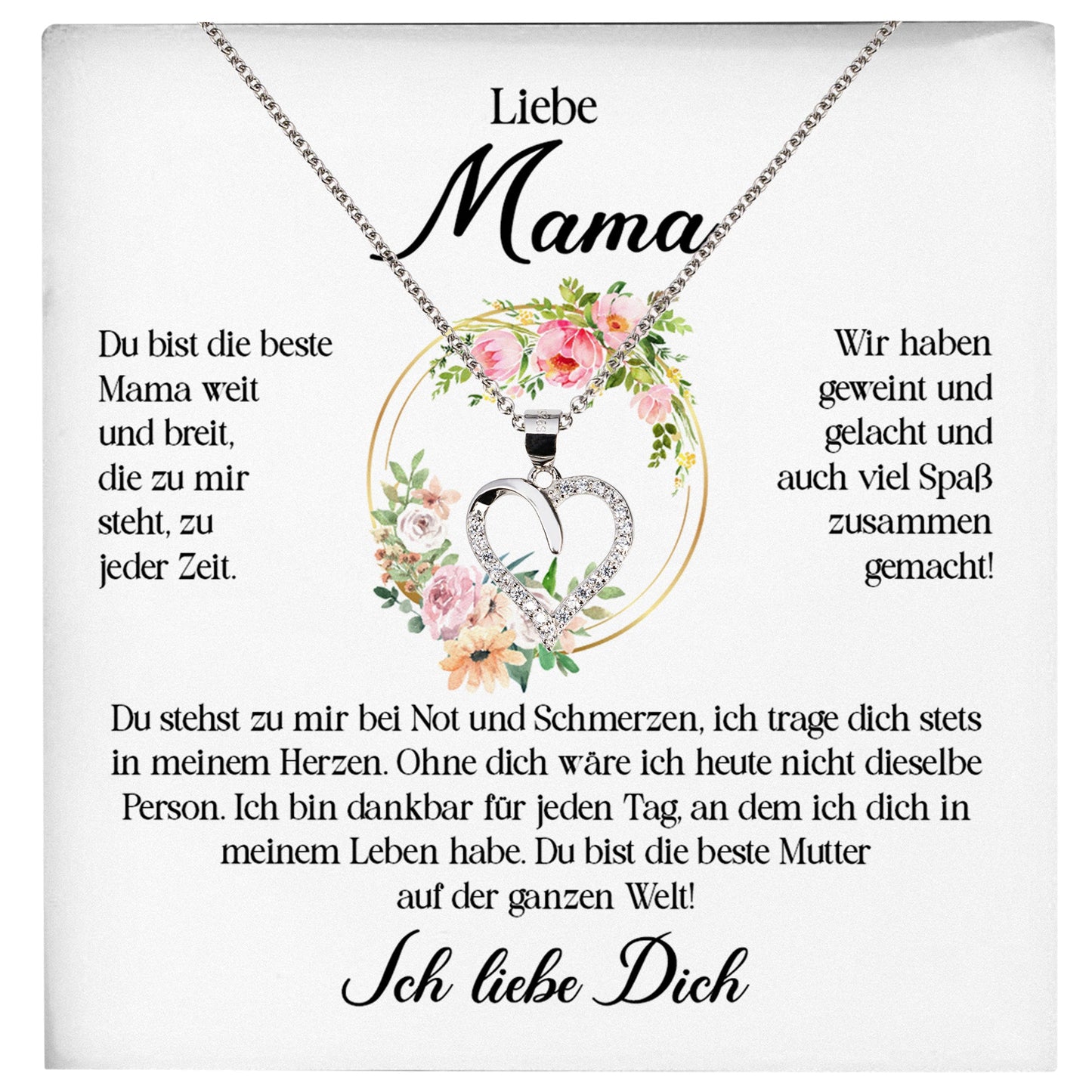 22Feels® Liebe Mama Geschenk Muttertag Geburtstag Frauen Schmuck Silber 925/000 Herz Halskette Valentinstag mit Karte Mutter Weihnachten Damen Collier Eltern-Schmuck mit Botschaftskarte - Herz21-22Feels