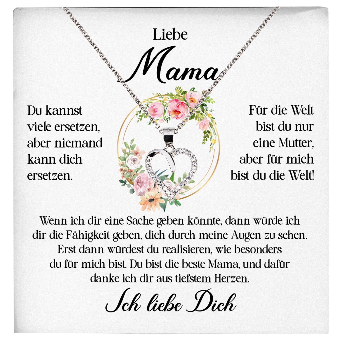 22Feels® Liebe Mama Geschenk Muttertag Geburtstag Frauen Schmuck Silber 925/000 Herz Halskette Valentinstag mit Karte Mutter Weihnachten Damen Collier Eltern-Schmuck mit Botschaftskarte - Herz21-22Feels