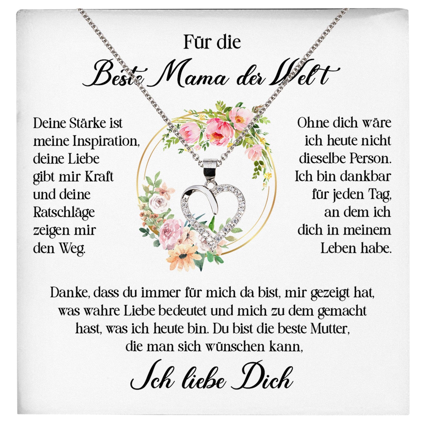 22Feels® Beste Mama der Welt Geschenk Muttertag Geburtstag Silber 925/000 Herz Halskette Valentinstag Frauen Schmuck mit Karte Mutter Weihnachten Damen Collier Eltern-Schmuck mit Botschaftskarte - Herz21-22Feels