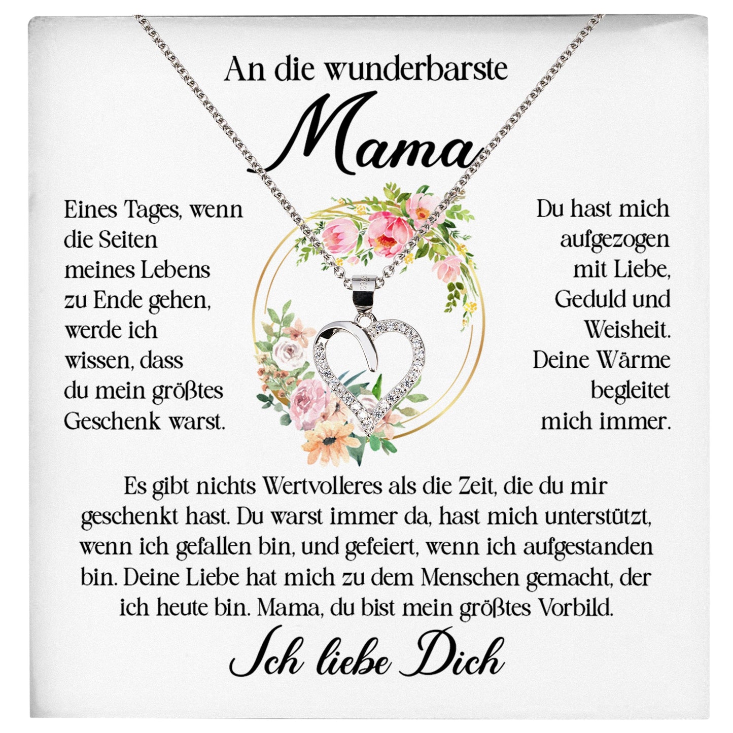 22Feels® Wunderbarste Mama Geschenk Muttertag Geburtstag Silber 925/000 Herz Halskette Valentinstag Frauen Schmuck mit Karte Mutter Weihnachten Damen Collier Eltern-Schmuck mit Botschaftskarte - Herz21-22Feels