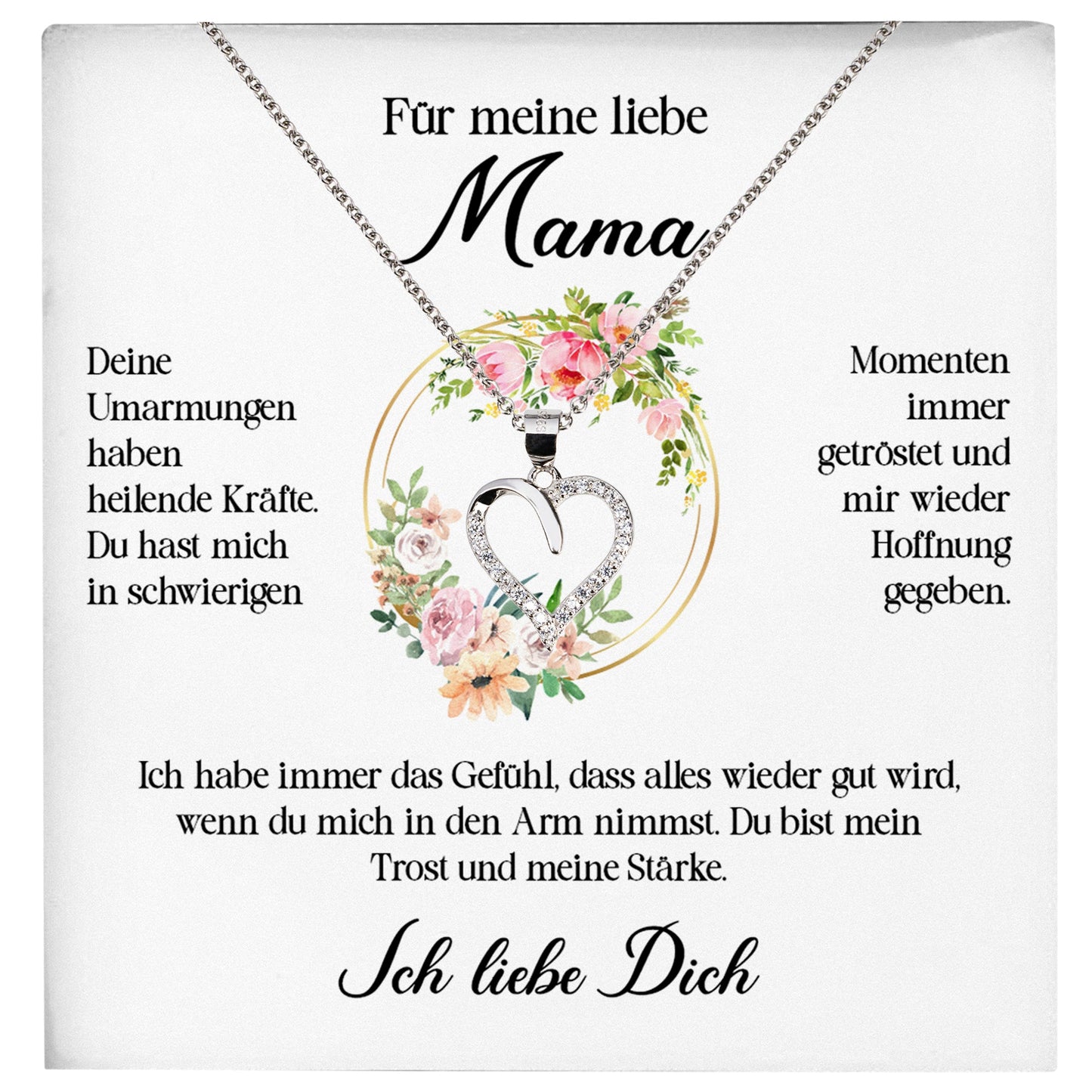 22Feels® Liebe Mama Geschenk Muttertag Geburtstag Silber 925/000 Herz Halskette Valentinstag Frauen Schmuck mit Karte Mutter Weihnachten Damen Collier Eltern-Schmuck mit Botschaftskarte - Herz21-22Feels