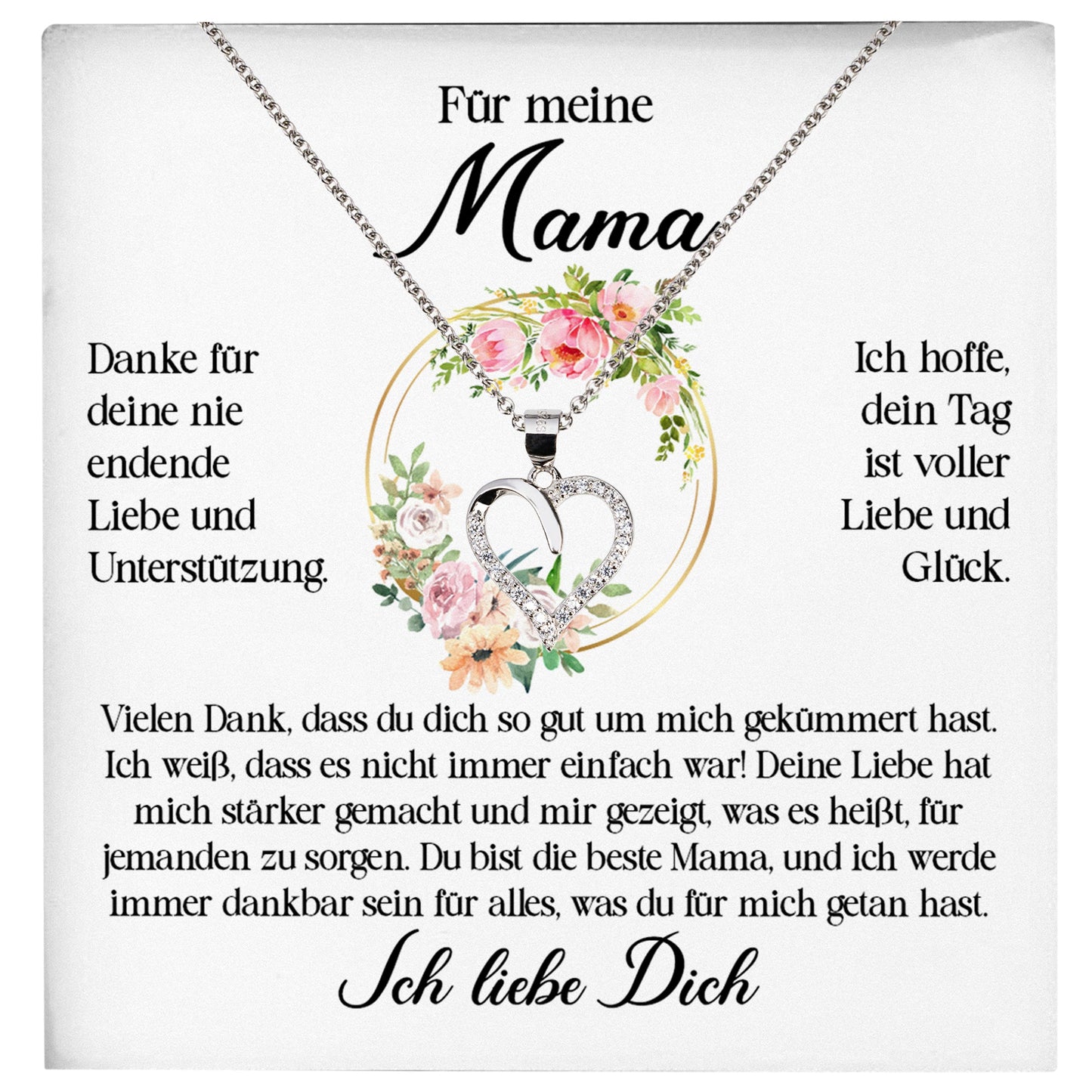 22Feels® Für Meine Mama Geschenk Muttertag Geburtstag Silber 925/000 Herz Halskette Valentinstag Frauen Schmuck mit Karte Mutter Weihnachten Damen Collier Eltern-Schmuck mit Botschaftskarte - Herz21-22Feels