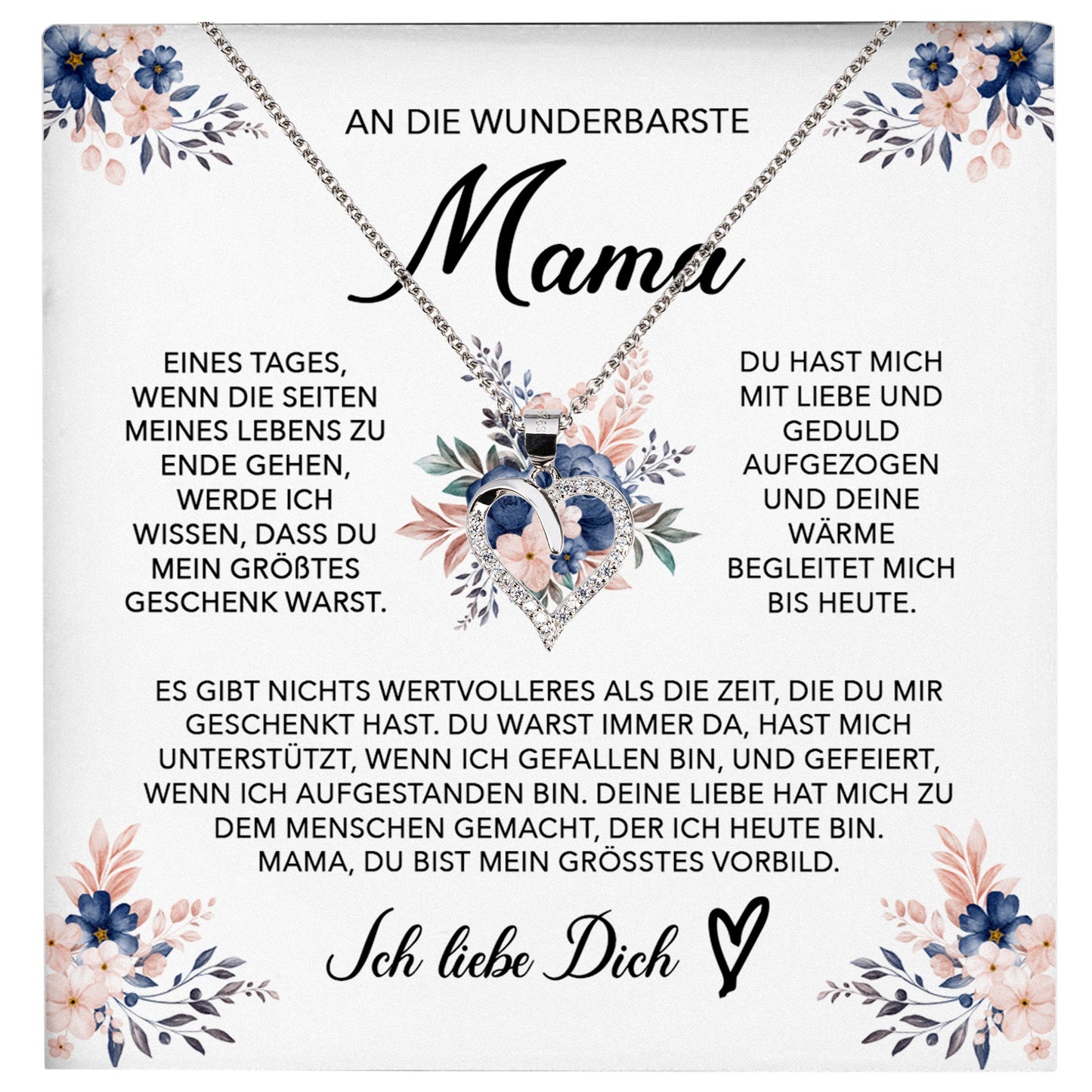 22Feels® Wunderbarste Mama Geschenk Muttertag Geburtstag Silber 925/000 Herz Halskette Valentinstag Frauen Schmuck mit Karte Mutter Weihnachten Damen Collier Eltern-Schmuck mit Botschaftskarte - Herz21-22Feels