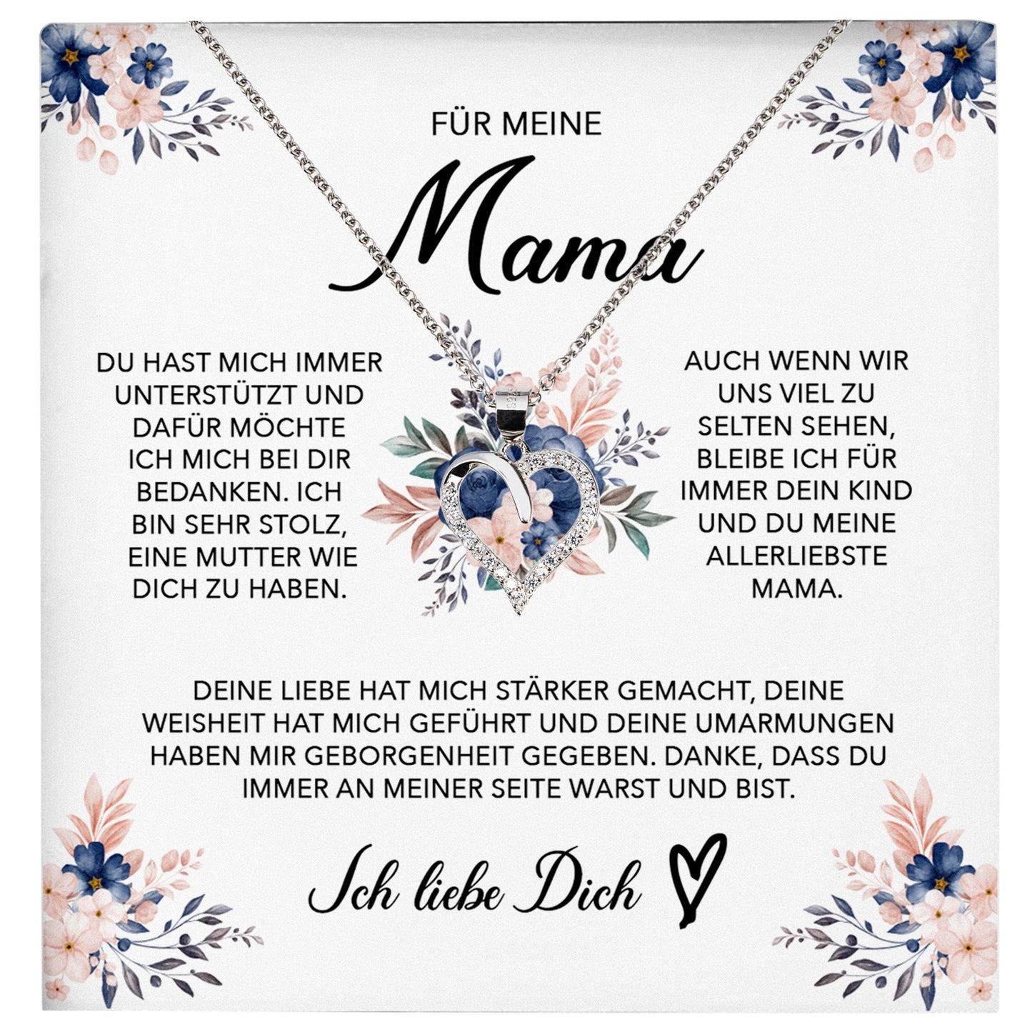 22Feels® Für Meine Mama Geschenk Muttertag Geburtstag Silber 925/000 Herz Halskette Valentinstag Frauen Schmuck mit Karte Mutter Weihnachten Damen Collier Eltern-Schmuck mit Botschaftskarte - Herz21-22Feels