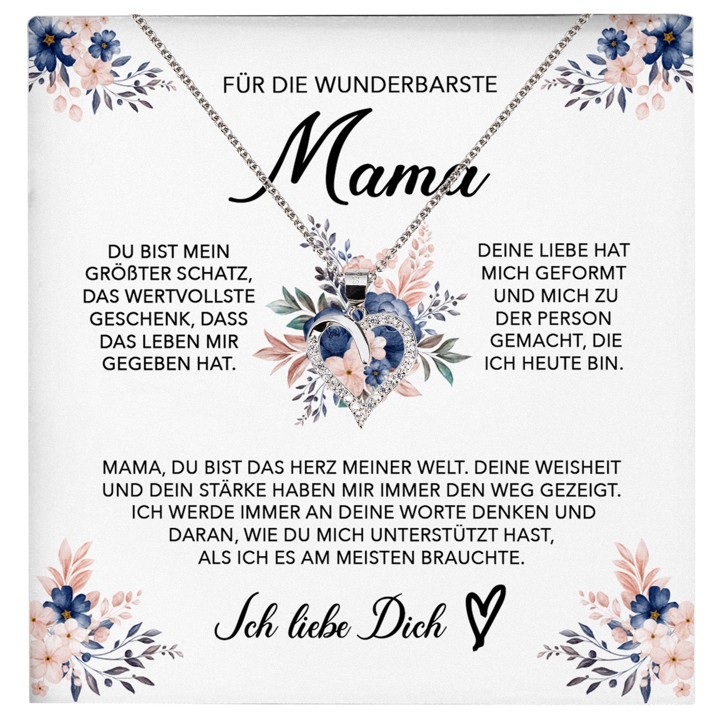 22Feels® Wunderbarste Mama Geschenk Muttertag Geburtstag Silber 925/000 Herz Halskette Valentinstag Frauen Schmuck mit Karte Mutter Weihnachten Damen Collier Eltern-Schmuck mit Botschaftskarte - Herz21-22Feels