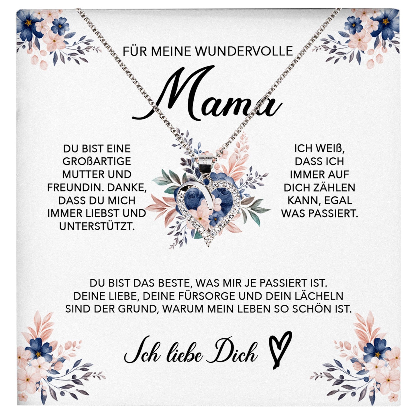 22Feels® Wundervolle Mama Geschenk Muttertag Geburtstag Silber 925/000 Herz Halskette Valentinstag Frauen Schmuck mit Karte Mutter Weihnachten Damen Collier Eltern-Schmuck mit Botschaftskarte - Herz21-22Feels