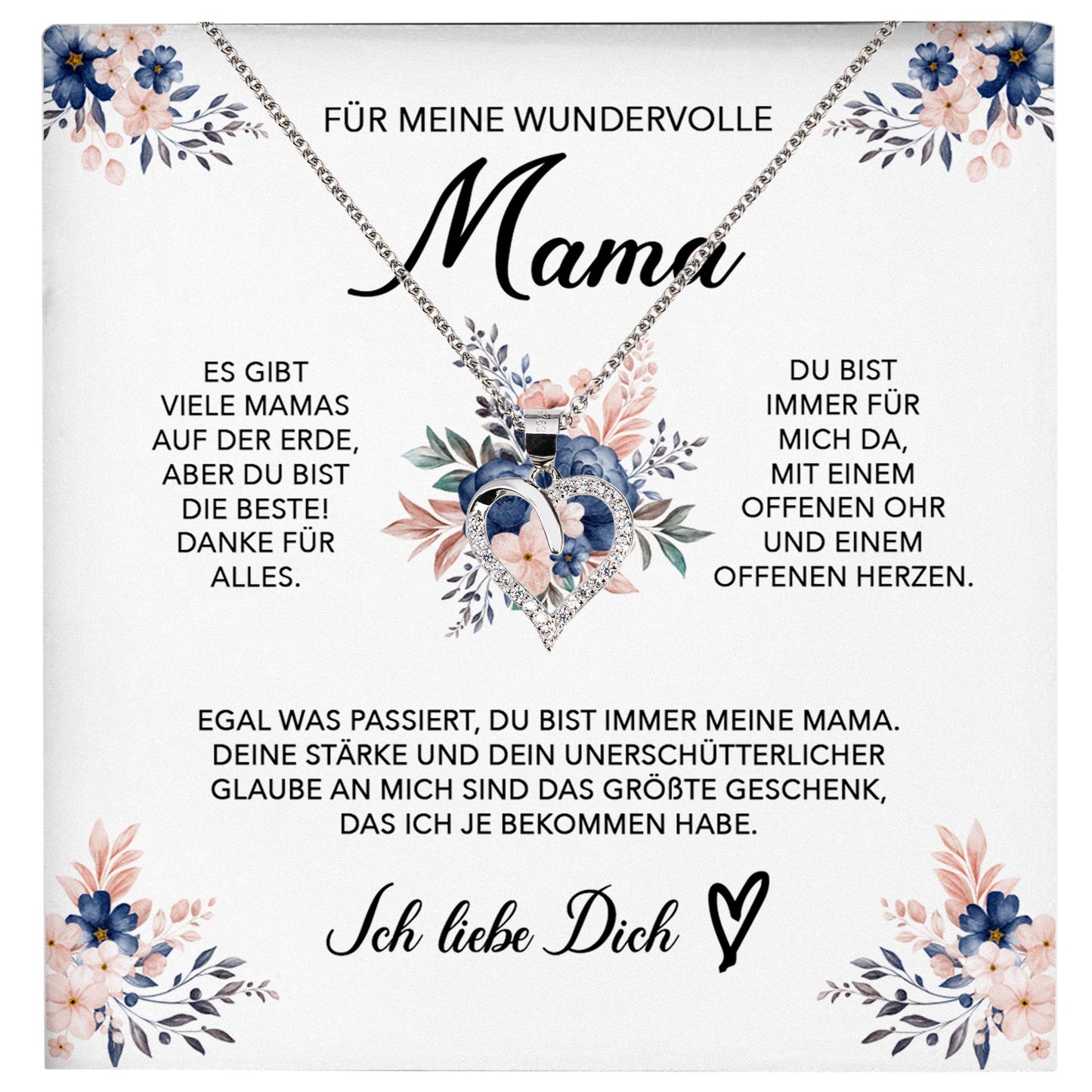 22Feels® Wundervolle Mama Geschenk Muttertag Geburtstag Silber 925/000 Herz Halskette Valentinstag Frauen Schmuck mit Karte Mutter Weihnachten Damen Collier Eltern-Schmuck mit Botschaftskarte - Herz21-22Feels