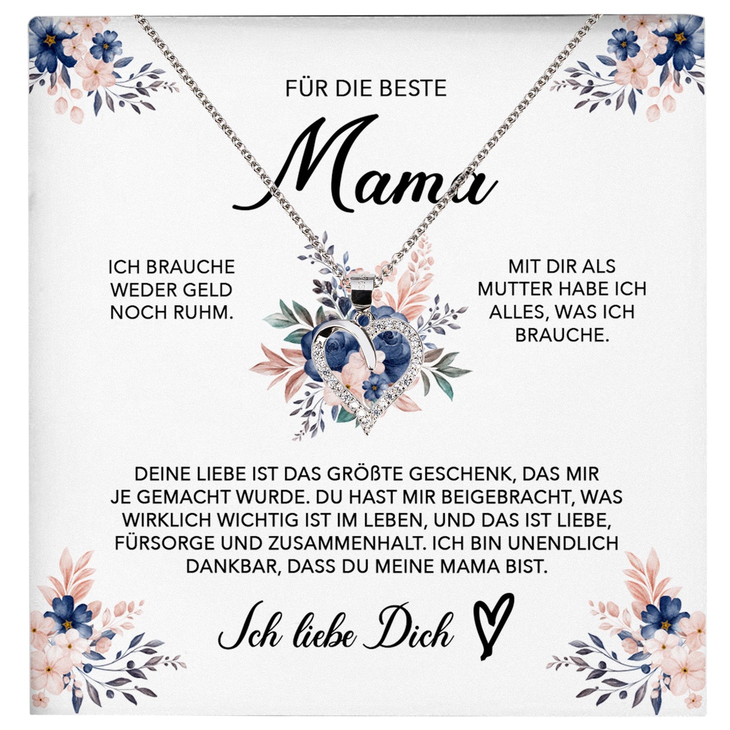 22Feels® Beste Mama Geschenk Muttertag Geburtstag Silber 925/000 Herz Halskette Valentinstag Frauen Schmuck mit Karte Mutter Weihnachten Damen Collier Eltern-Schmuck mit Botschaftskarte - Herz21-22Feels