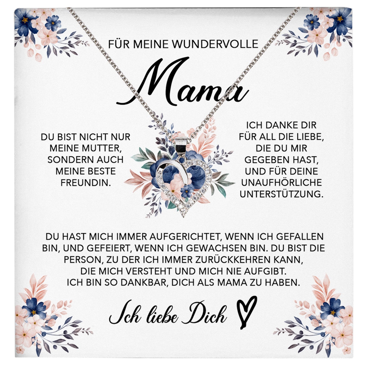 22Feels® Wundervolle Mama Geschenk Muttertag Geburtstag Silber 925/000 Herz Halskette Valentinstag Frauen Schmuck mit Karte Mutter Weihnachten Damen Collier Eltern-Schmuck mit Botschaftskarte - Herz21-22Feels