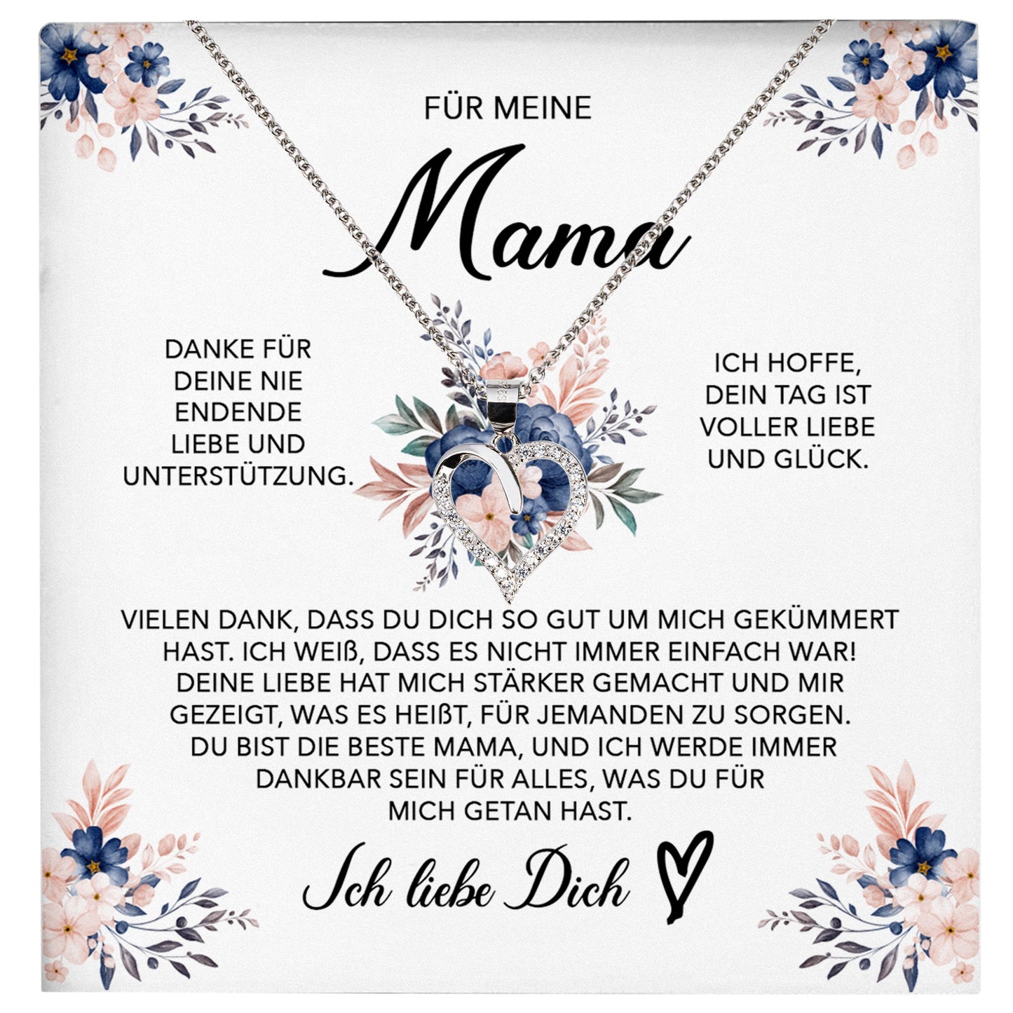 22Feels® Liebe Mama Geschenk Muttertag Geburtstag Silber 925/000 Herz Halskette Valentinstag Frauen Schmuck mit Karte Mutter Weihnachten Damen Collier Eltern-Schmuck mit Botschaftskarte - Herz21-22Feels
