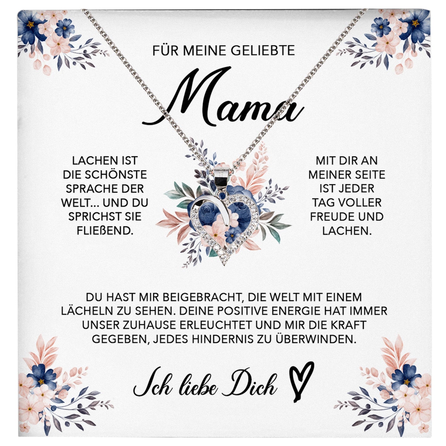 22Feels® Geliebte Mama Geschenk Muttertag Geburtstag Silber 925/000 Herz Halskette Valentinstag Frauen Schmuck mit Karte Mutter Weihnachten Damen Collier Eltern-Schmuck mit Botschaftskarte - Herz21-22Feels