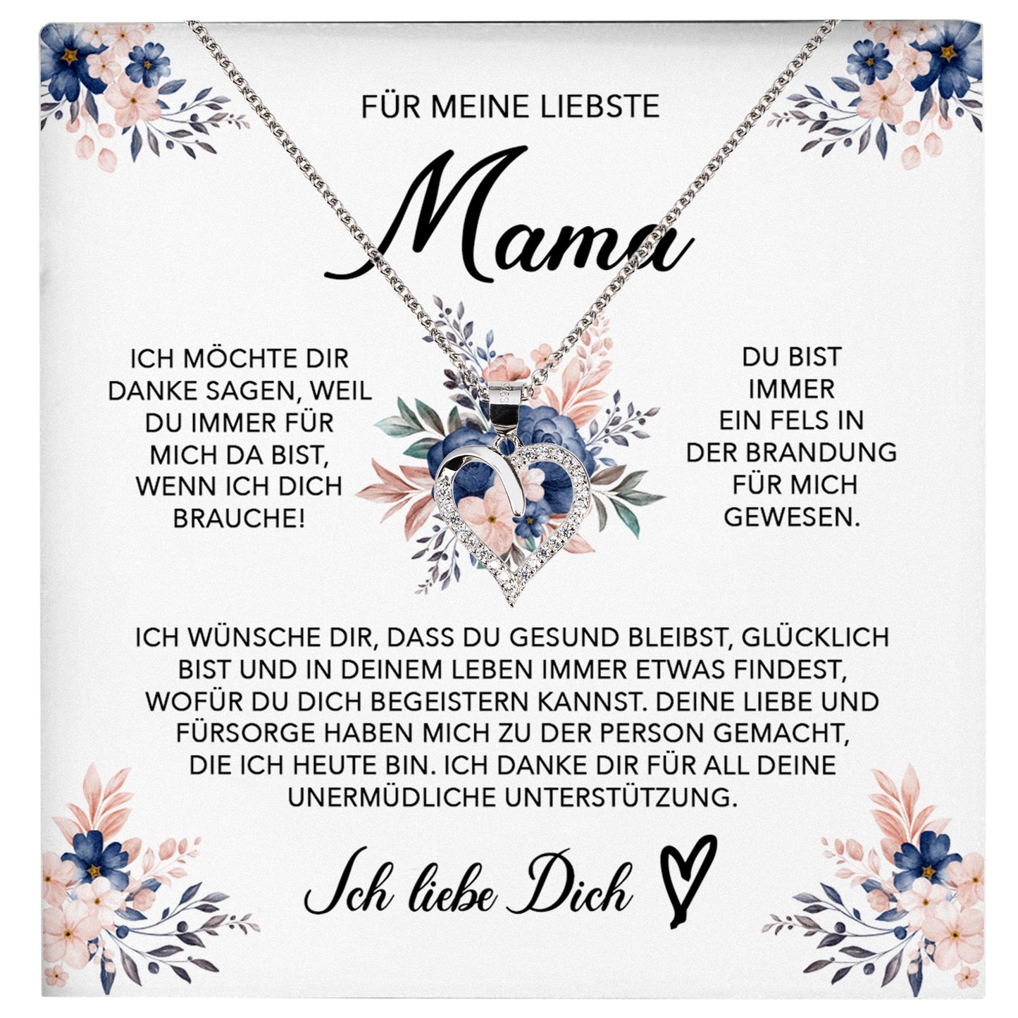 22Feels® Liebste Mama Geschenk Muttertag Geburtstag Silber 925/000 Herz Halskette Valentinstag Frauen Schmuck mit Karte Mutter Weihnachten Damen Collier Eltern-Schmuck mit Botschaftskarte - Herz21-22Feels