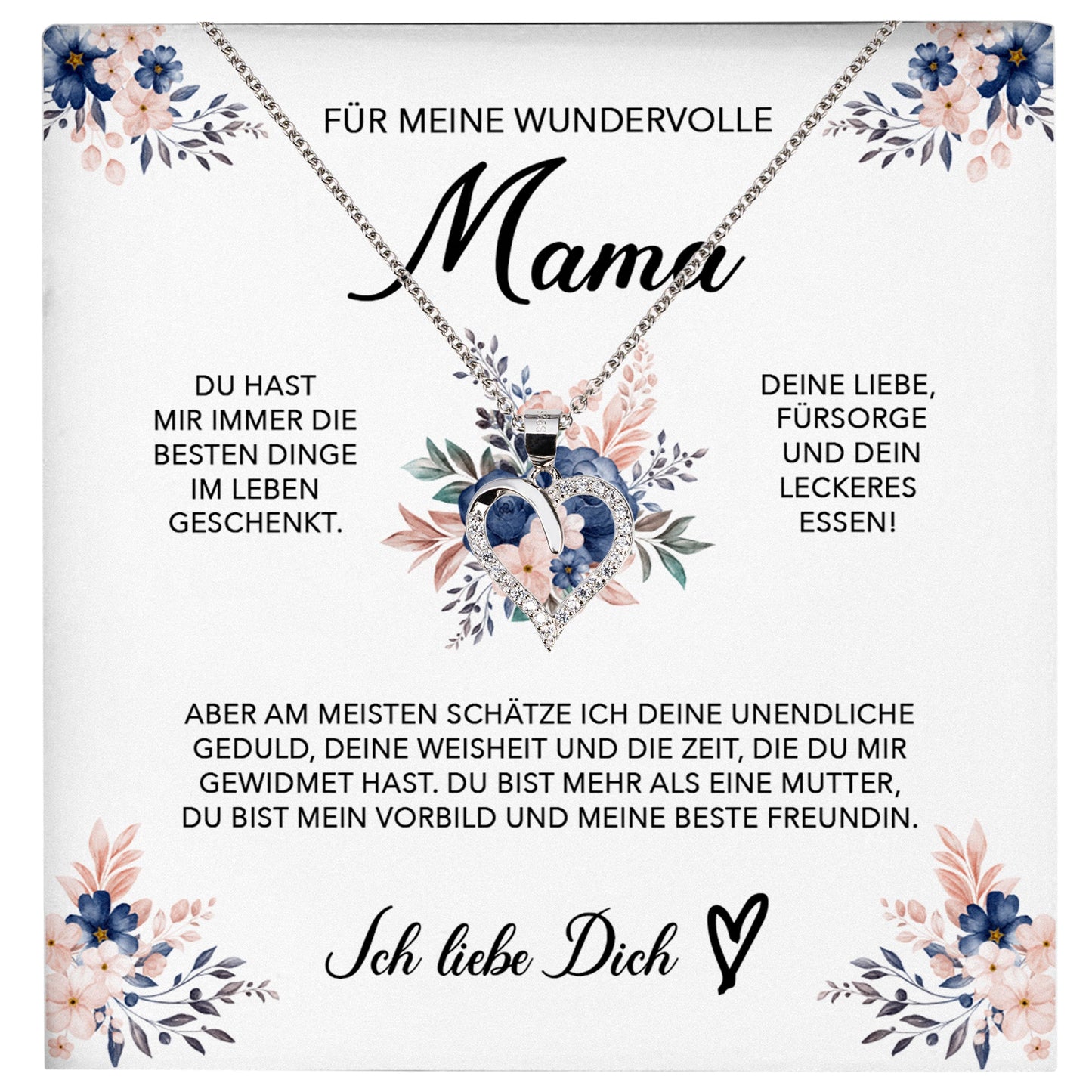 22Feels® Wundervolle Mama Geschenk Muttertag Geburtstag Silber 925/000 Herz Halskette Valentinstag Frauen Schmuck mit Karte Mutter Weihnachten Damen Collier Eltern-Schmuck mit Botschaftskarte - Herz21-22Feels