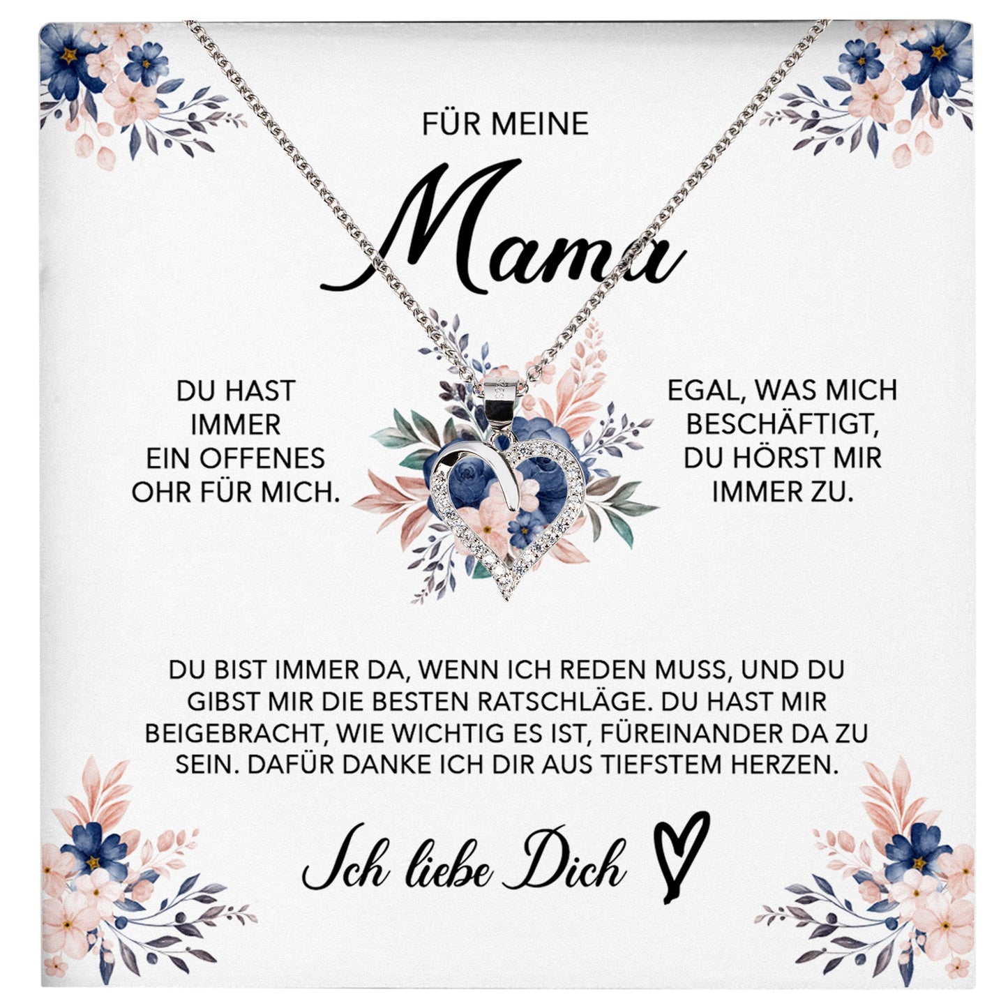 22Feels® Für Meine Mama Geschenk Muttertag Geburtstag Silber 925/000 Herz Halskette Valentinstag Frauen Schmuck mit Karte Mutter Weihnachten Damen Collier Eltern-Schmuck mit Botschaftskarte - Herz21-22Feels