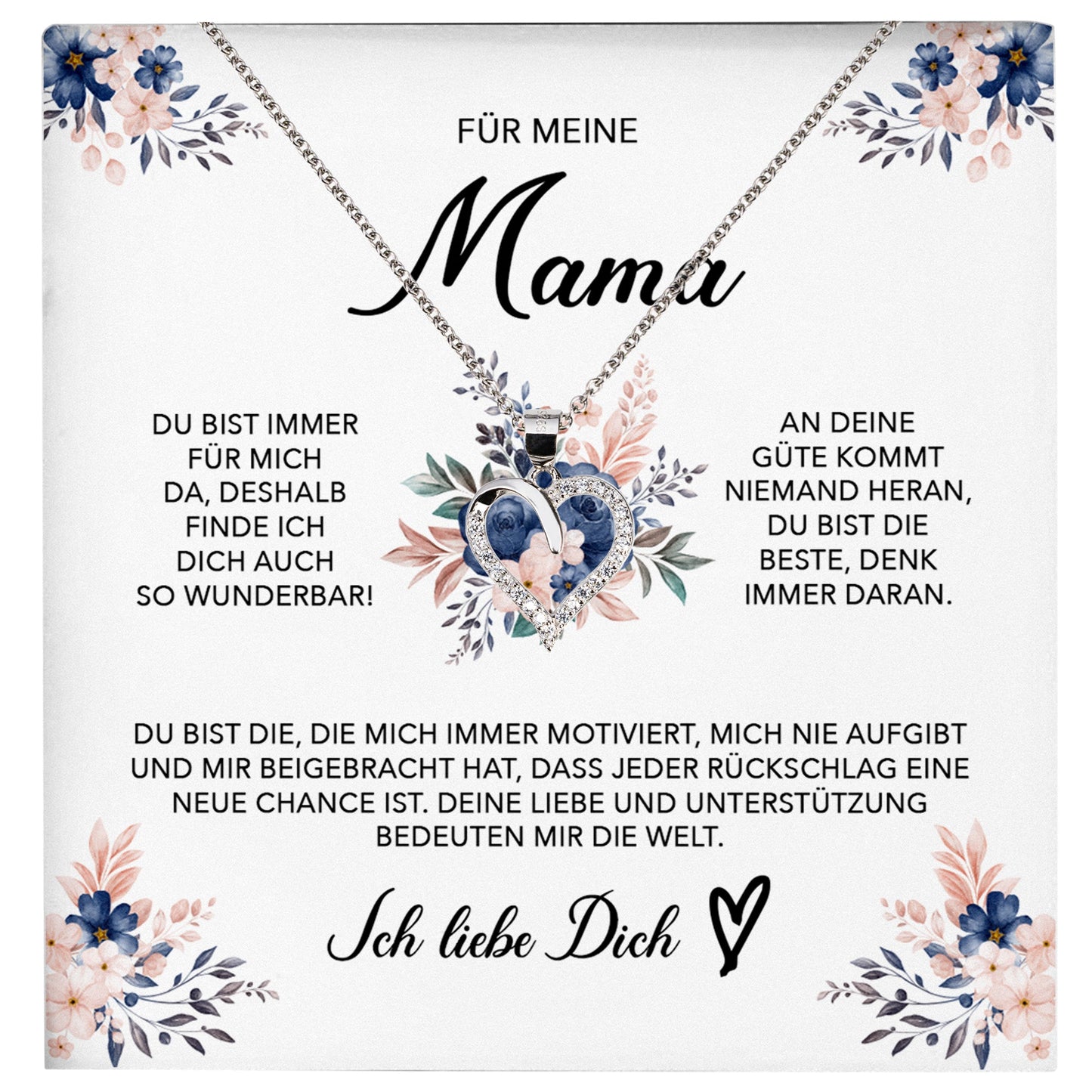 22Feels® Für Meine Mama Geschenk Muttertag Geburtstag Silber 925/000 Herz Halskette Valentinstag Frauen Schmuck mit Karte Mutter Weihnachten Damen Collier Eltern-Schmuck mit Botschaftskarte - Herz21-22Feels