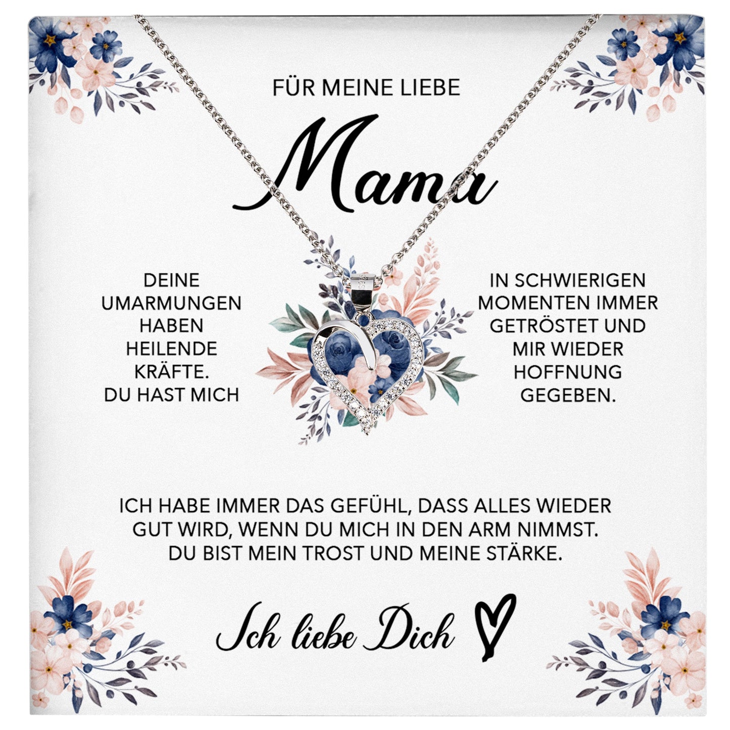 22Feels® Liebe Mama Geschenk Muttertag Geburtstag Silber 925/000 Herz Halskette Valentinstag Frauen Schmuck mit Karte Mutter Weihnachten Damen Collier Eltern-Schmuck mit Botschaftskarte - Herz21-22Feels