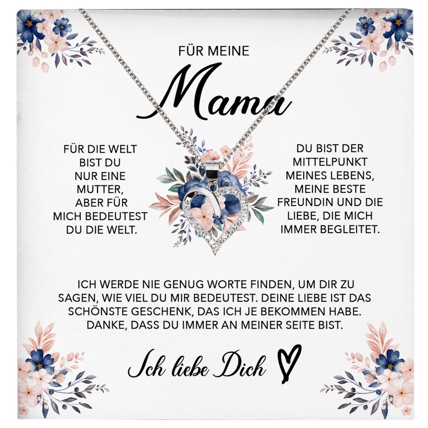 22Feels® Liebe Mama Geschenk Muttertag Geburtstag Silber 925/000 Herz Halskette Valentinstag Frauen Schmuck mit Karte Mutter Weihnachten Damen Collier Eltern-Schmuck mit Botschaftskarte - Herz21-22Feels