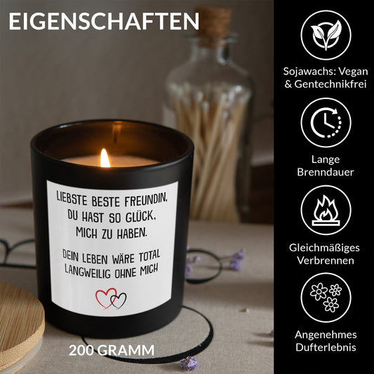 22Feels® Beste Freundin Geschenk HANDGEMACHTE Sojawachs Duft-Kerze im Glas (ZITRUS, VEGAN)-Spruchkerzen B1K1-22Feels