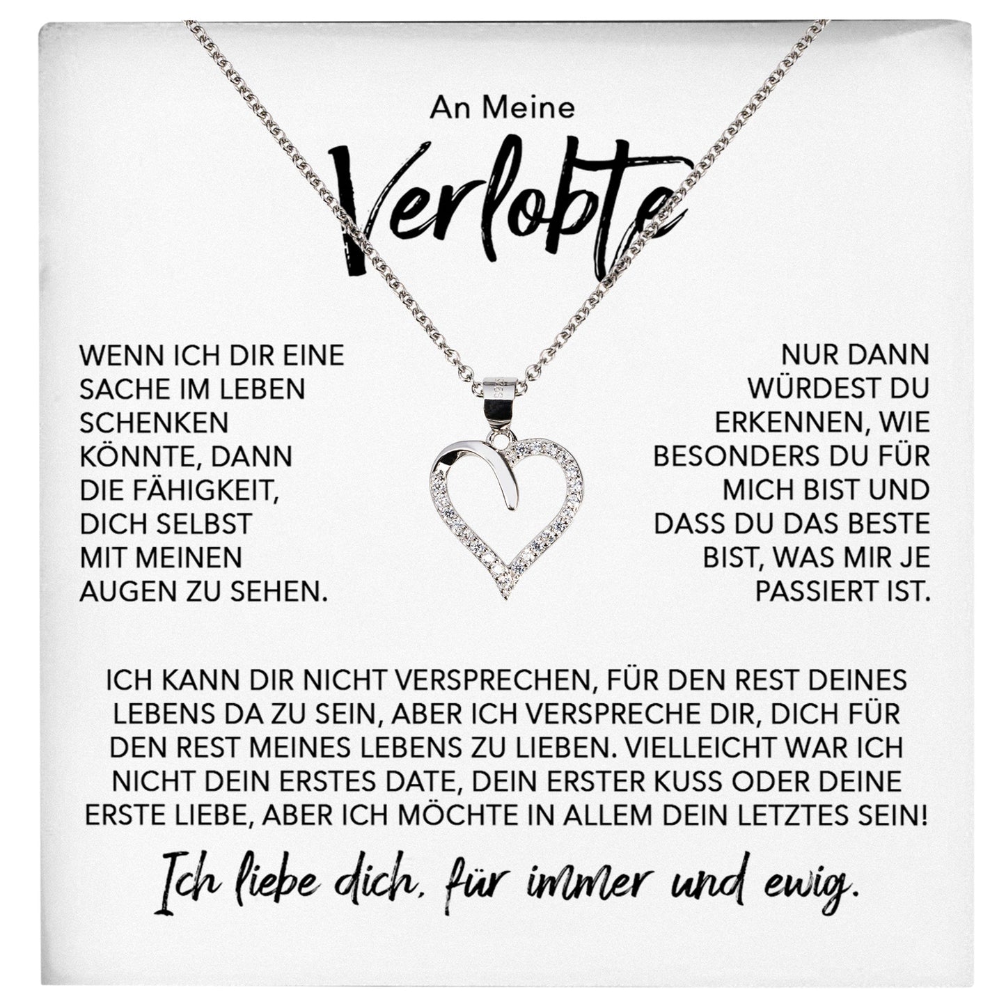 22Feels® Verlobung Geschenk Frauen Silber 925/000 Herz Halskette mit Karte Schmuck Ich Liebe Dich Verlobte Valentinstag Hochzeitsplanung Jahrestag-Schmuck mit Botschaftskarte - Herz21-22Feels