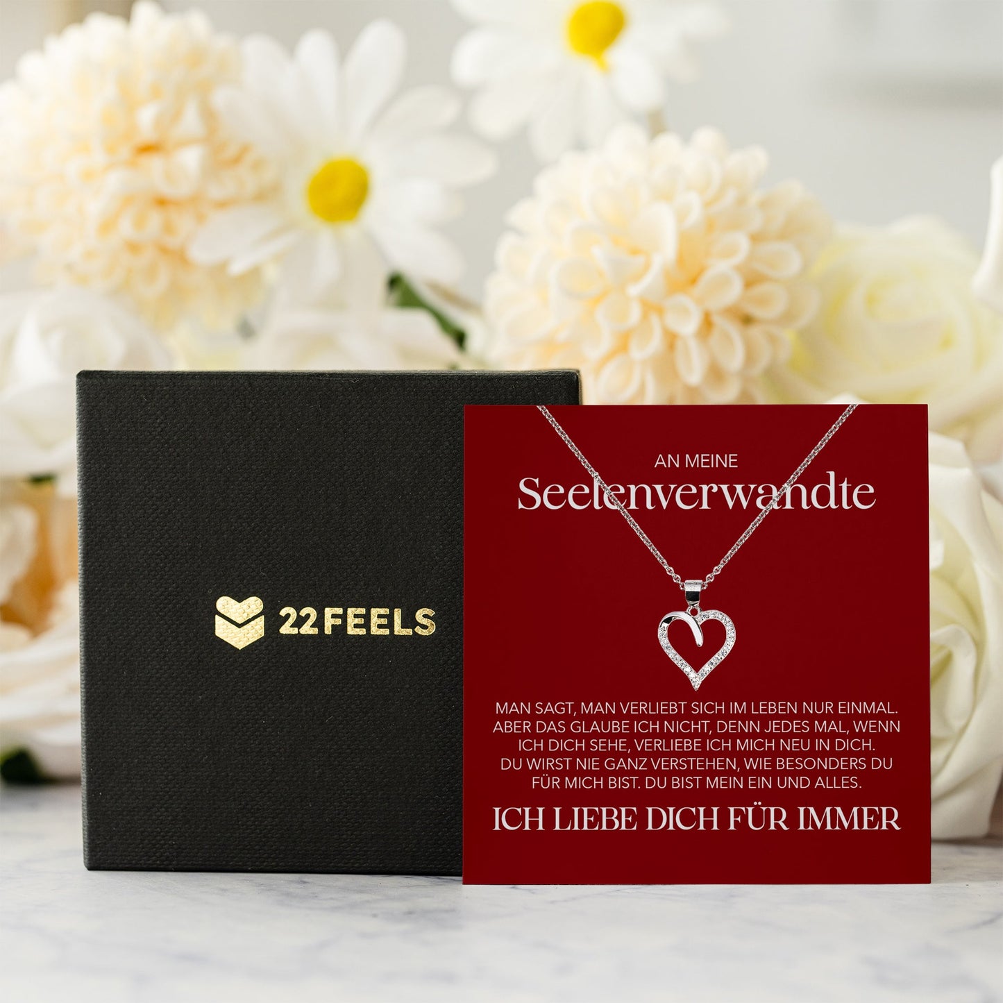 22Feels® Seelenverwandte Ich Liebe Dich Frauen Geschenk Silber 925/000 Schmuck Ehefrau Freundin Herz Halskette Valentinstag Hochzeitstag Jahrestag-Schmuck mit Botschaftskarte - Herz21-22Feels