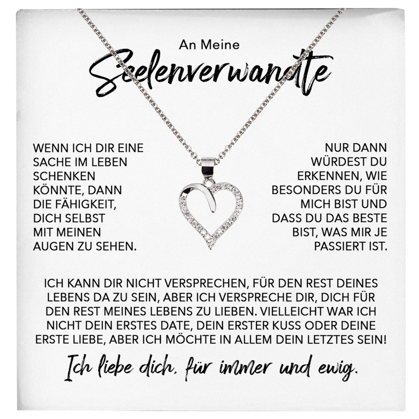 22Feels® Seelenverwandte Ich Liebe Dich Frauen Geschenk Silber 925/000 Schmuck Ehefrau Freundin Herz Halskette Valentinstag Hochzeitstag Jahrestag-Schmuck mit Botschaftskarte - Herz21-22Feels