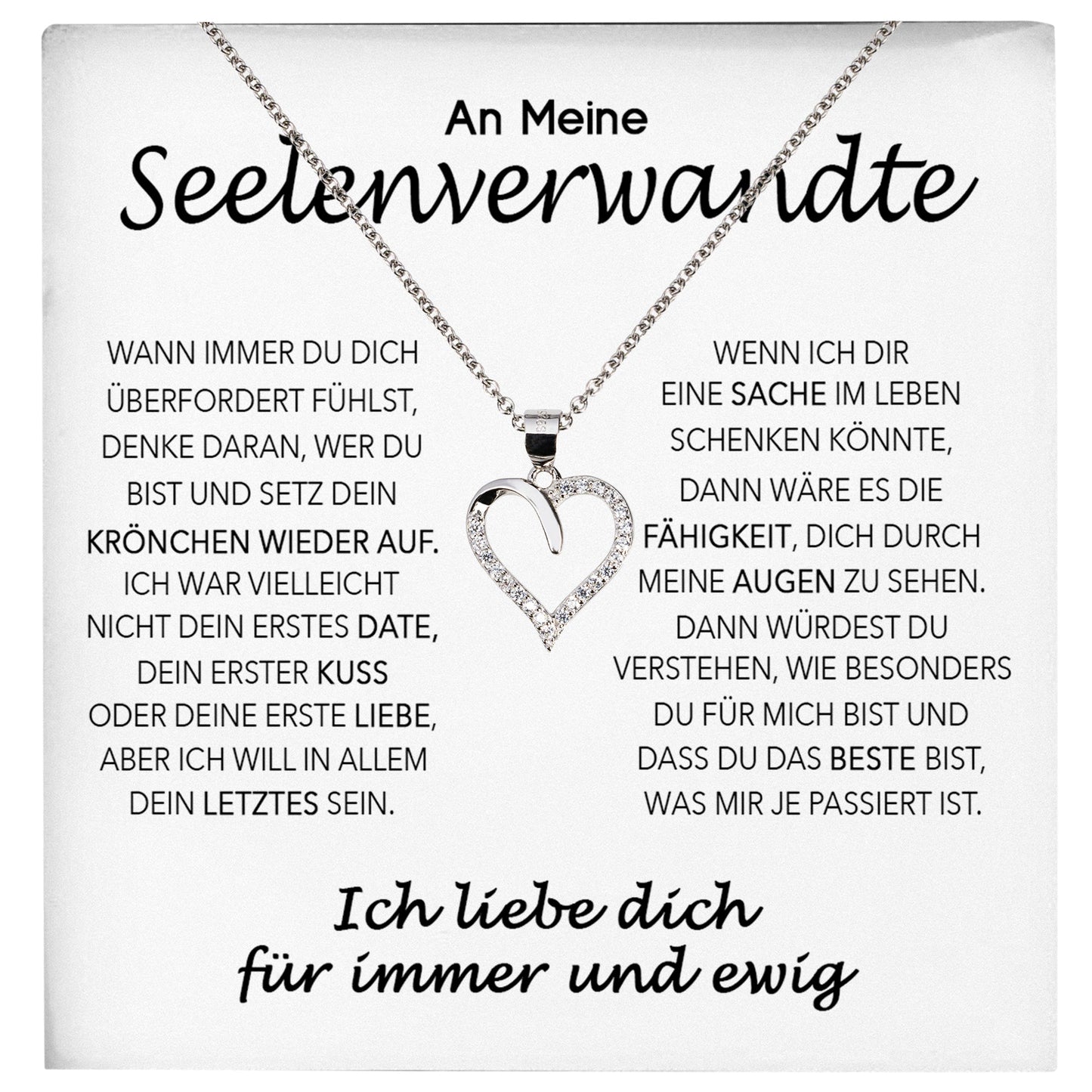22Feels® Seelenverwandte Ich Liebe Dich Frauen Geschenk Silber 925/000 Schmuck Ehefrau Freundin Herz Halskette Valentinstag Hochzeitstag Jahrestag-Schmuck mit Botschaftskarte - Herz21-22Feels