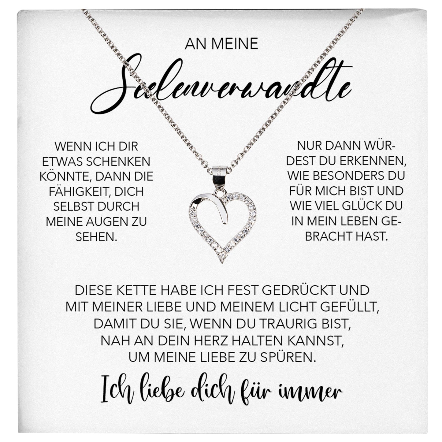 22Feels® Seelenverwandte Ich Liebe Dich Frauen Geschenk Silber 925/000 Schmuck Ehefrau Freundin Herz Halskette Valentinstag Hochzeitstag Jahrestag-Schmuck mit Botschaftskarte - Herz21-22Feels