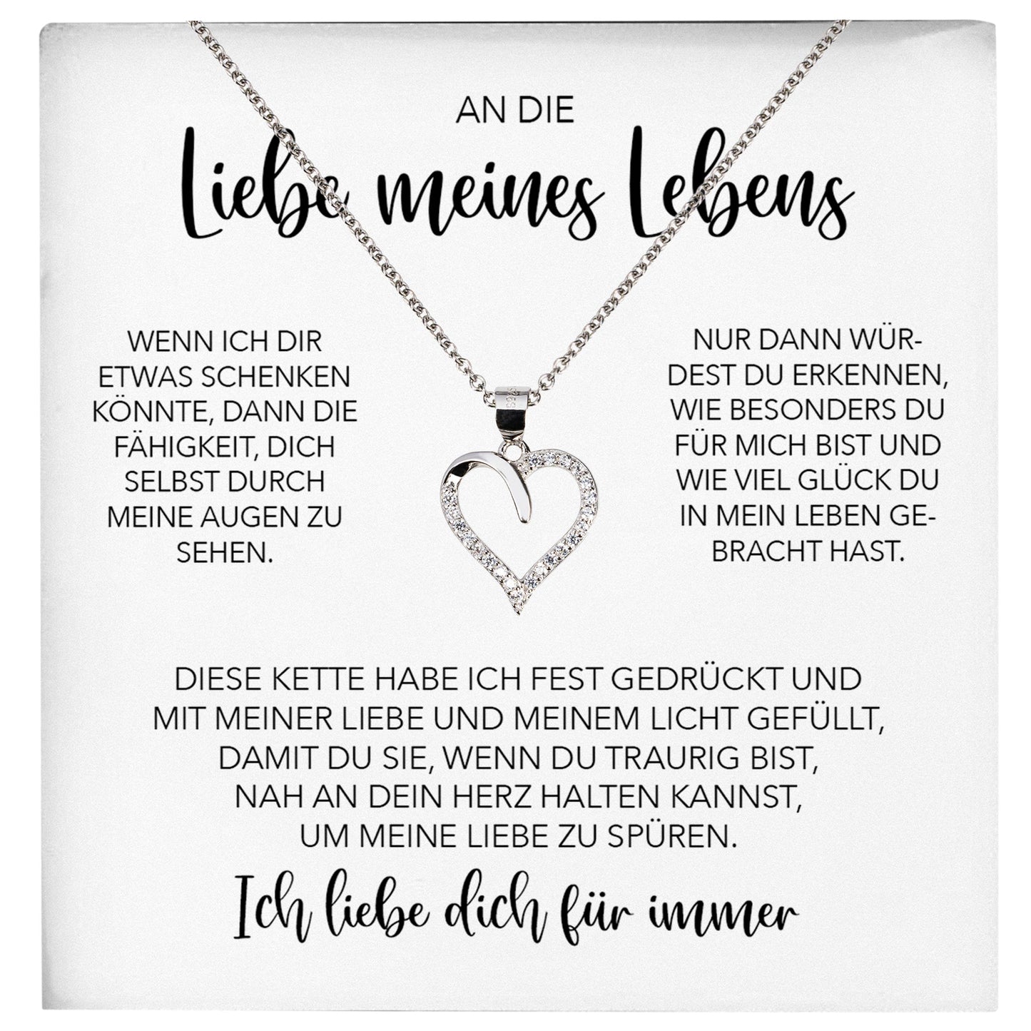 22Feels® Ich Liebe Dich Frauen Geschenk Silber 925/000 Schmuck "Meines Lebens" Ehefrau Freundin Herz Halskette Valentinstag Hochzeitstag Jahrestag-Schmuck mit Botschaftskarte - Herz21-22Feels