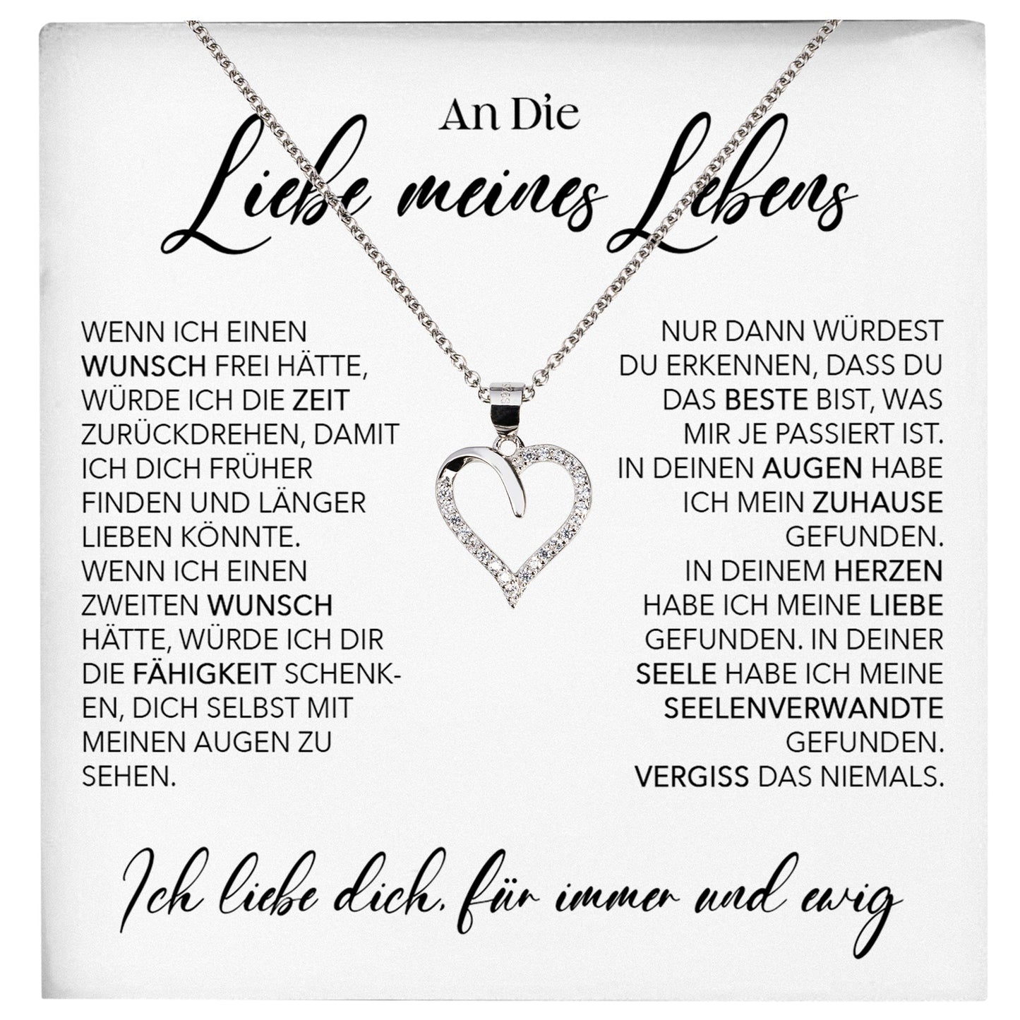 22Feels® Ich Liebe Dich Frauen Geschenk Silber 925/000 Schmuck "Meines Lebens" Ehefrau Freundin Herz Halskette Valentinstag Hochzeitstag Jahrestag-Schmuck mit Botschaftskarte - Herz21-22Feels