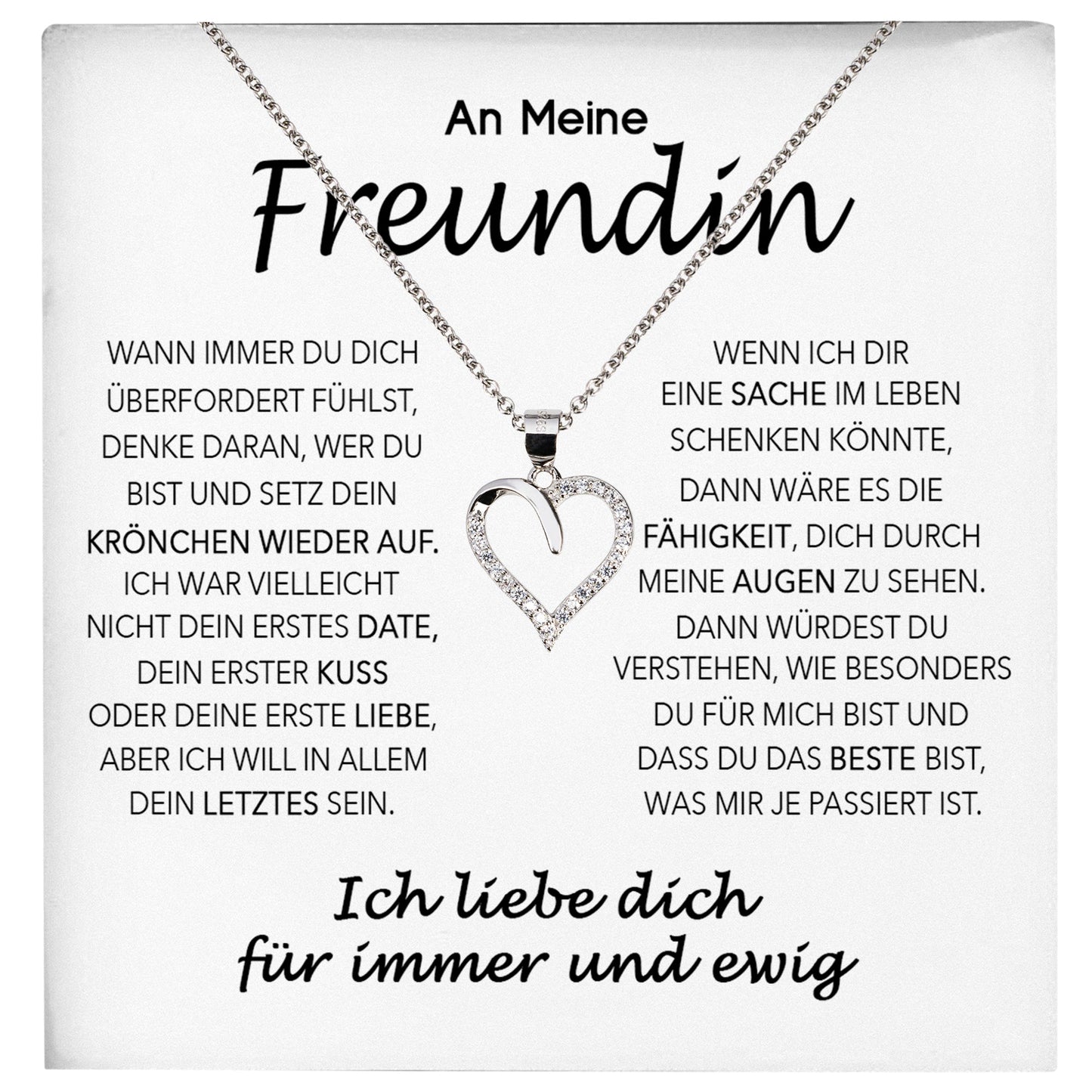 22Feels® Freundin Geschenk Silber Ich Liebe Dich Schmuck Frauen Silber 925/000 Herz Halskette Valentinstag Jahrestag Damen Collier Liebesbeweis-Schmuck mit Botschaftskarte - Herz21-22Feels