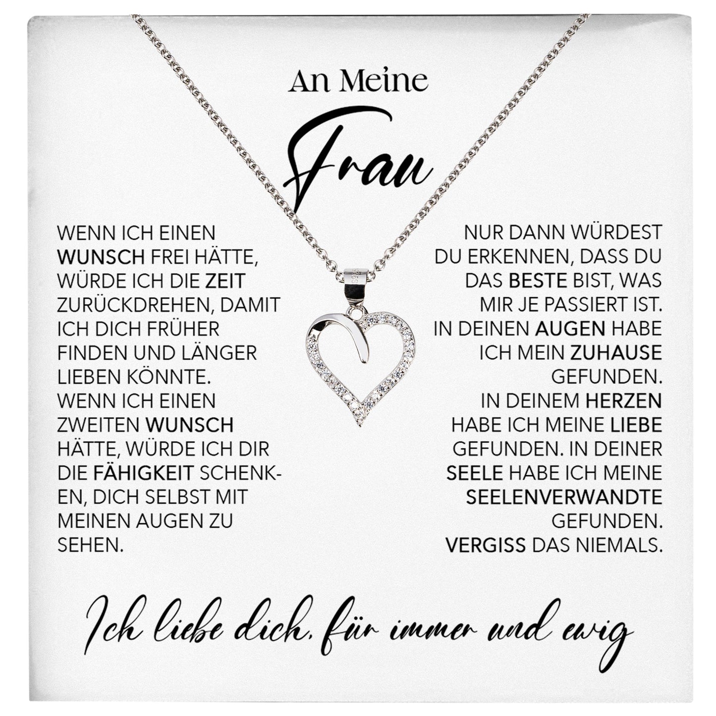 22Feels® Ehefrau Geschenk Ich Liebe Dich Schmuck Silber 925/000 Frauen Herz Halskette Valentinstag Schatz Hochzeitstag Damen Collier Ehejubiläum-Schmuck mit Botschaftskarte - Herz21-22Feels