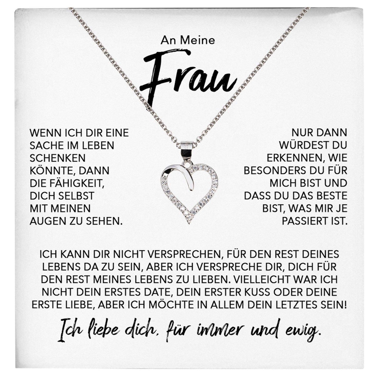 22Feels® Ehefrau Geschenk Ich Liebe Dich Schmuck Silber 925/000 Frauen Herz Halskette Valentinstag Schatz Hochzeitstag Damen Collier Ehejubiläum-Schmuck mit Botschaftskarte - Herz21-22Feels