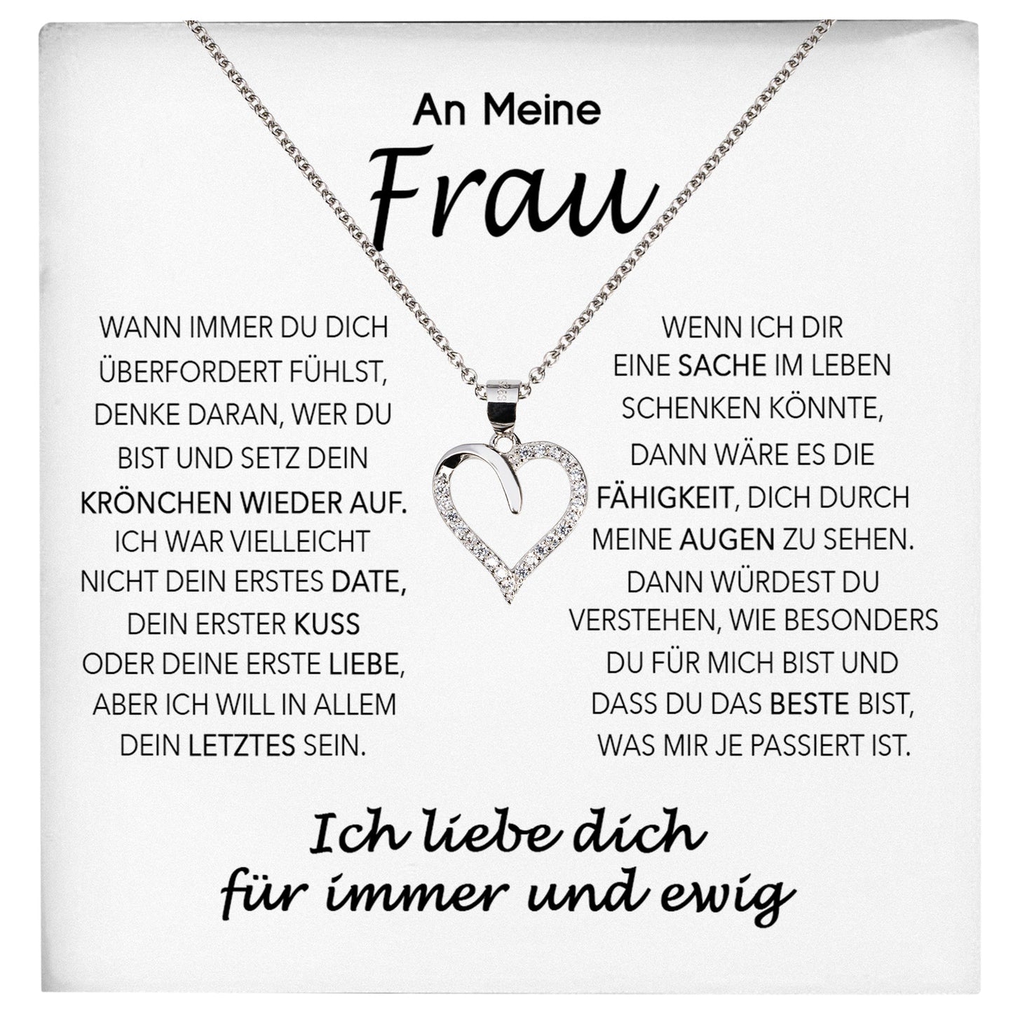 22Feels® Ehefrau Geschenk Ich Liebe Dich Schmuck Silber 925/000 Frauen Herz Halskette Valentinstag Schatz Hochzeitstag Damen Collier Ehejubiläum-Schmuck mit Botschaftskarte - Herz21-22Feels
