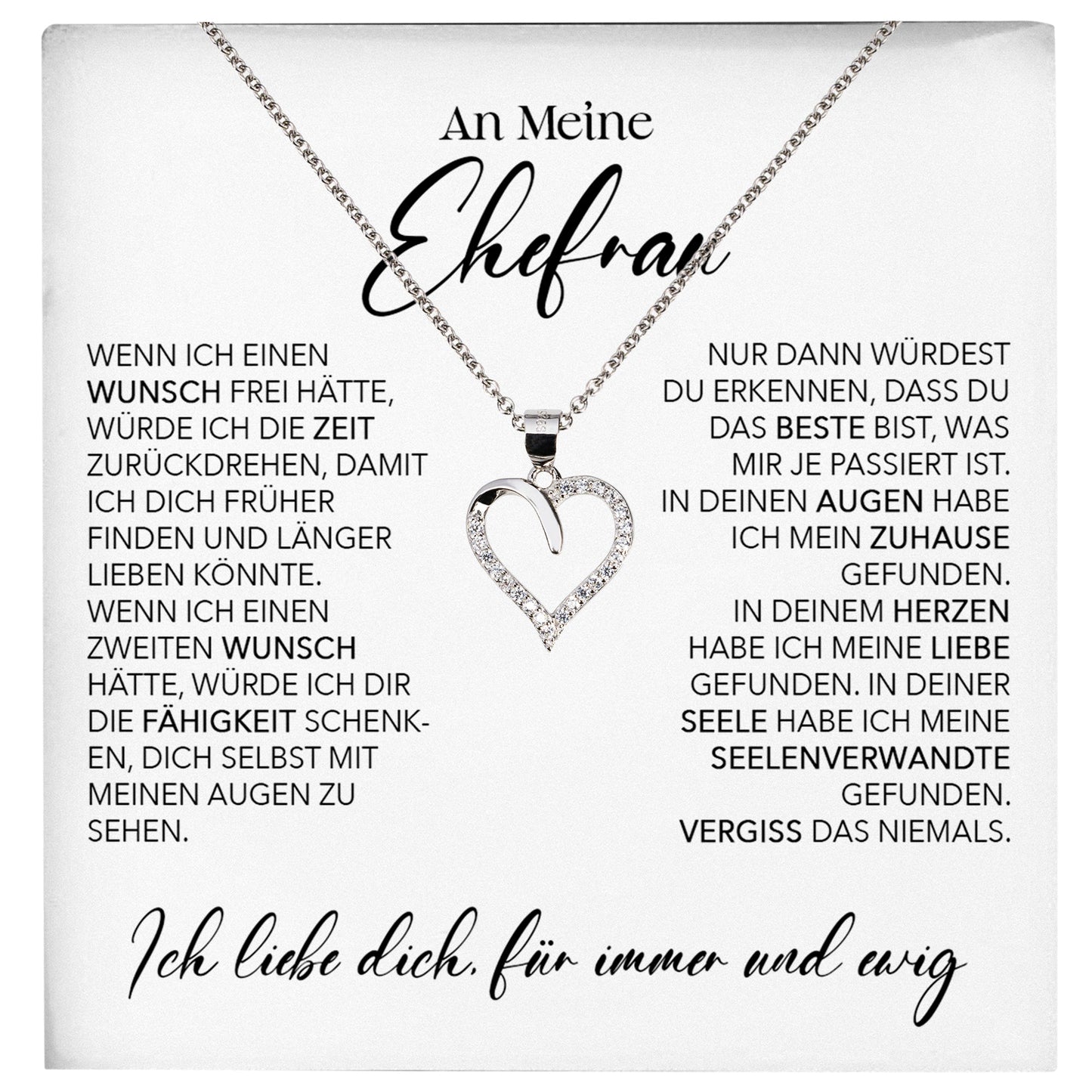 22Feels® Ehefrau Geschenk Ich Liebe Dich Schmuck Silber 925/000 Frauen Herz Halskette Valentinstag Schatz Hochzeitstag Damen Collier Ehejubiläum-Schmuck mit Botschaftskarte - Herz21-22Feels