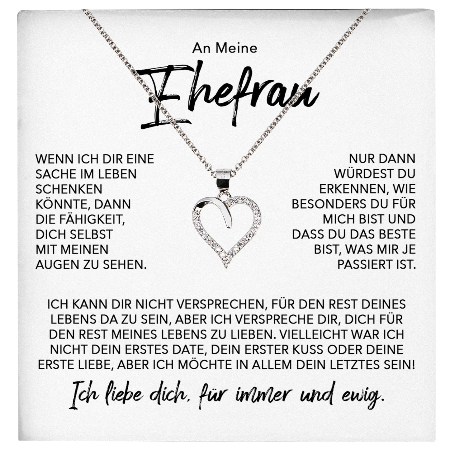 22Feels® Ehefrau Geschenk Ich Liebe Dich Schmuck Silber 925/000 Frauen Herz Halskette Valentinstag Schatz Hochzeitstag Damen Collier Ehejubiläum-Schmuck mit Botschaftskarte - Herz21-22Feels