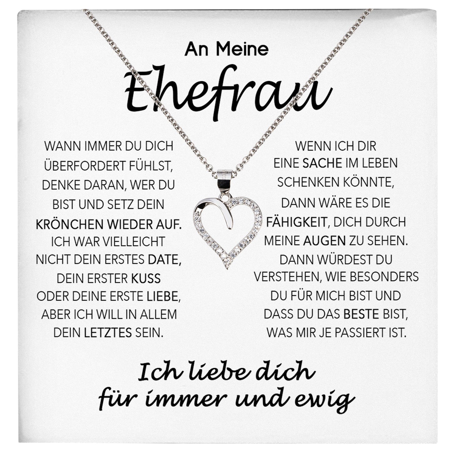 22Feels® Ehefrau Geschenk Ich Liebe Dich Schmuck Silber 925/000 Frauen Herz Halskette Valentinstag Schatz Hochzeitstag Damen Collier Ehejubiläum-Schmuck mit Botschaftskarte - Herz21-22Feels