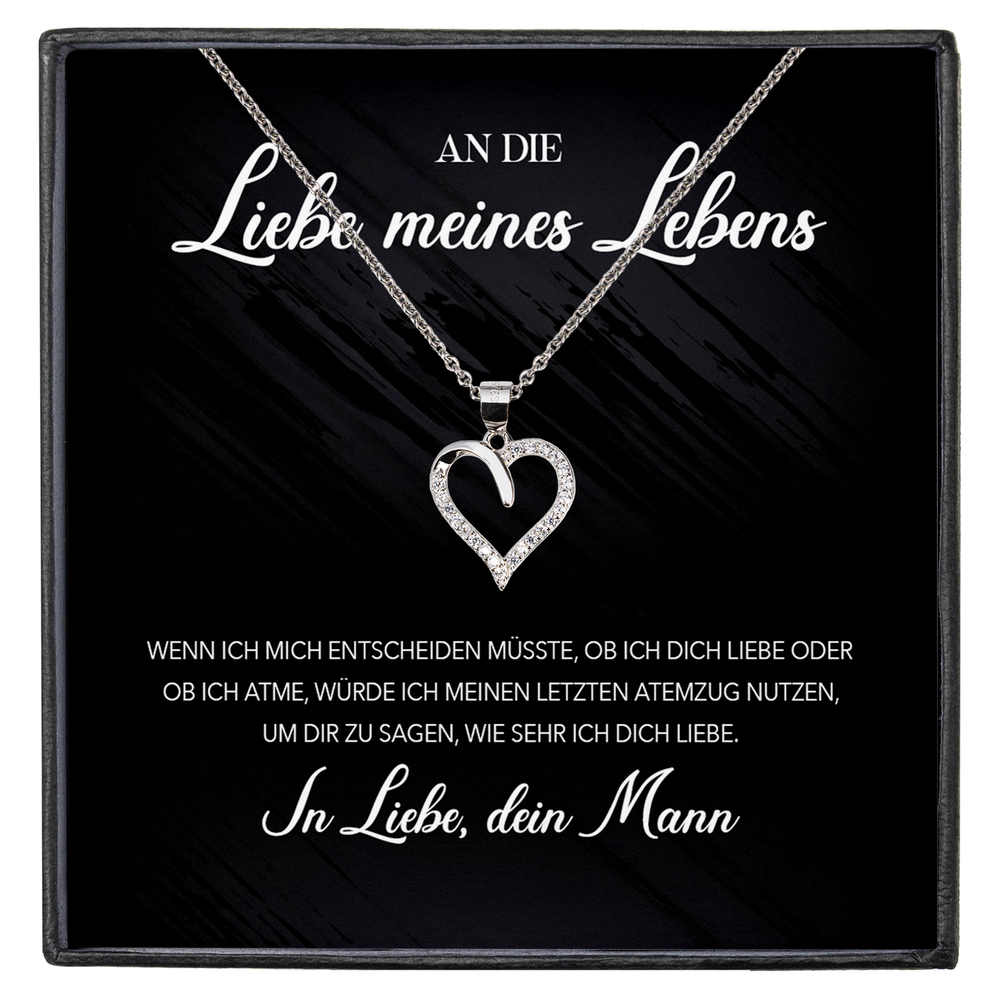 22Feels® Ich Liebe Dich Frauen Geschenk Silber 925/000 Schmuck "Meines Lebens" Ehefrau Freundin Herz Halskette Valentinstag Hochzeitstag Jahrestag-Schmuck mit Botschaftskarte - Herz21-22Feels