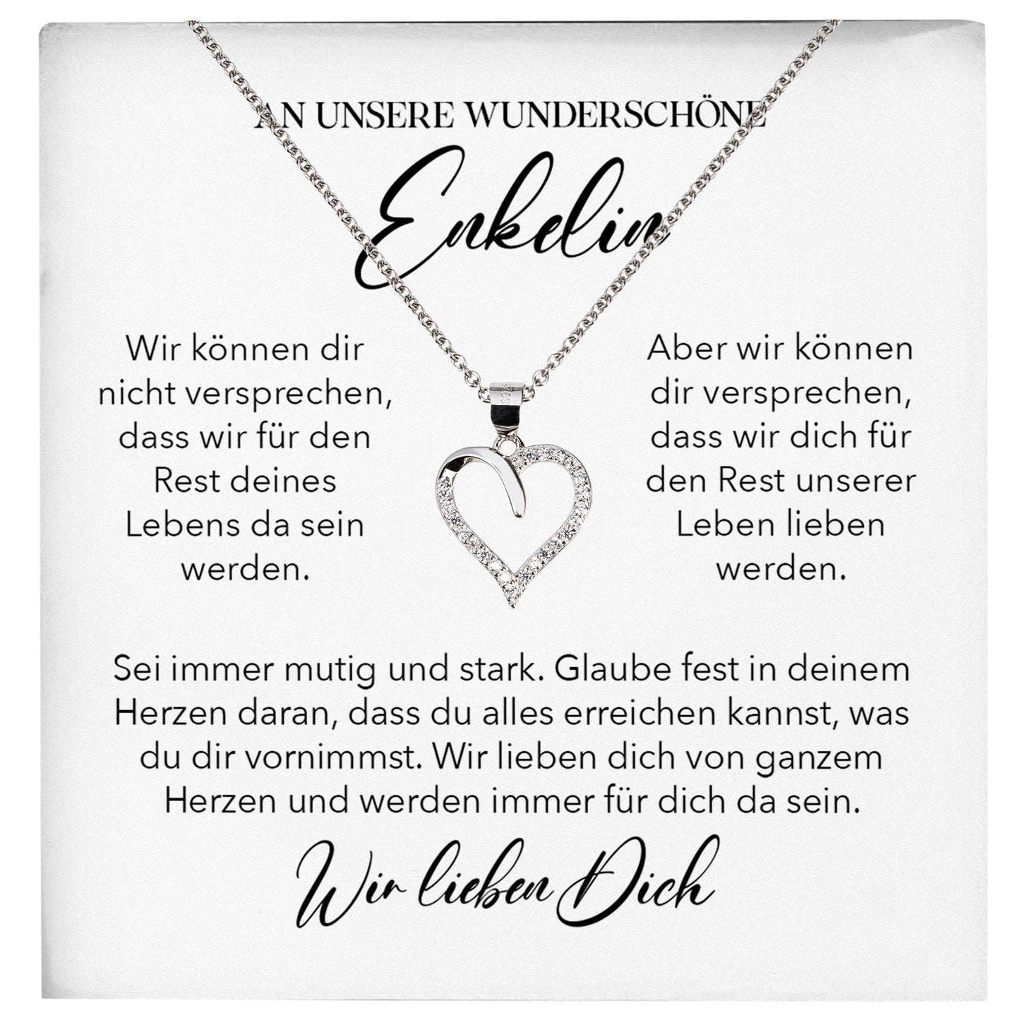 22Feels® Unsere Enkelin Geschenk Silber 925/000 Herz Halskette mit Karte Mädchen Frauen Schmuck Enkelkind Geburtstag Damen Weihnachten Firmung Konfirmation-Schmuck mit Botschaftskarte - Herz21-22Feels