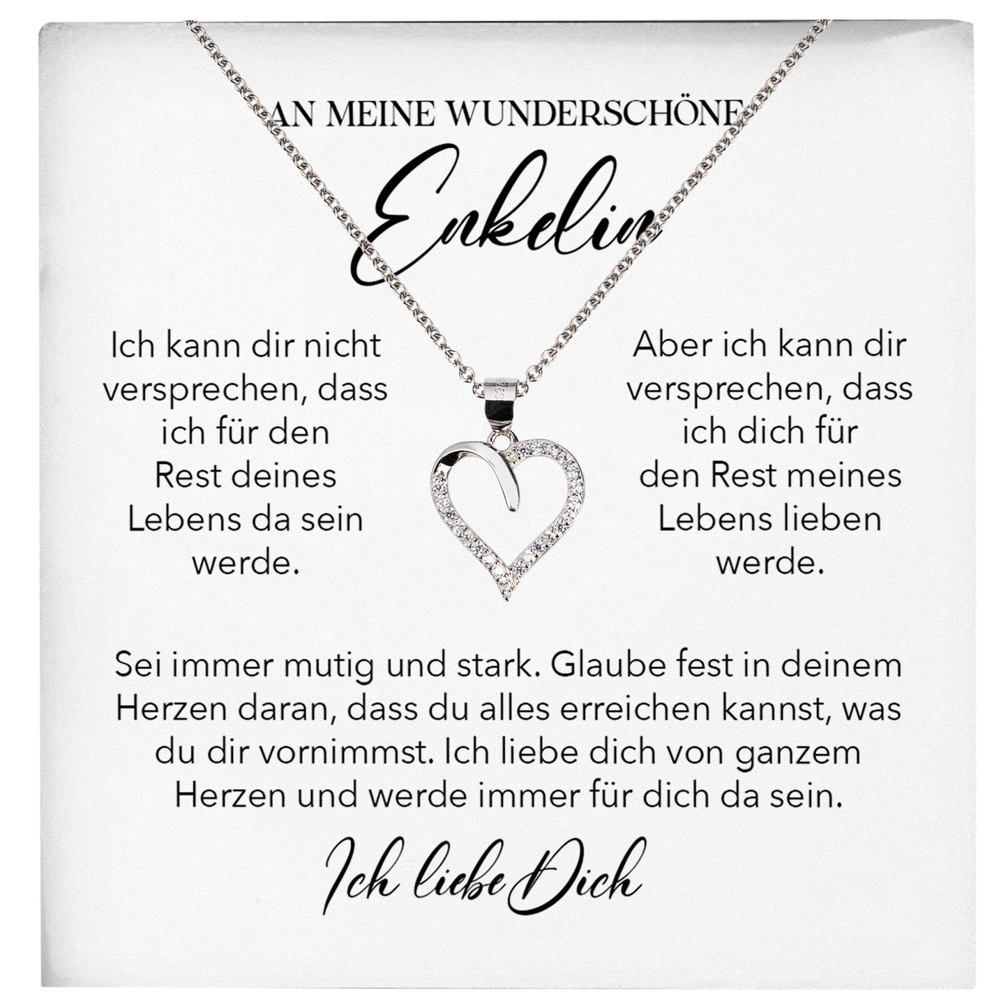 22Feels® Wunderschöne Enkelin Geschenk Silber 925/000 Herz Halskette mit Karte Mädchen Frauen Schmuck Enkelkind Geburtstag Damen Weihnachten Firmung Konfirmation-Schmuck mit Botschaftskarte - Herz21-22Feels