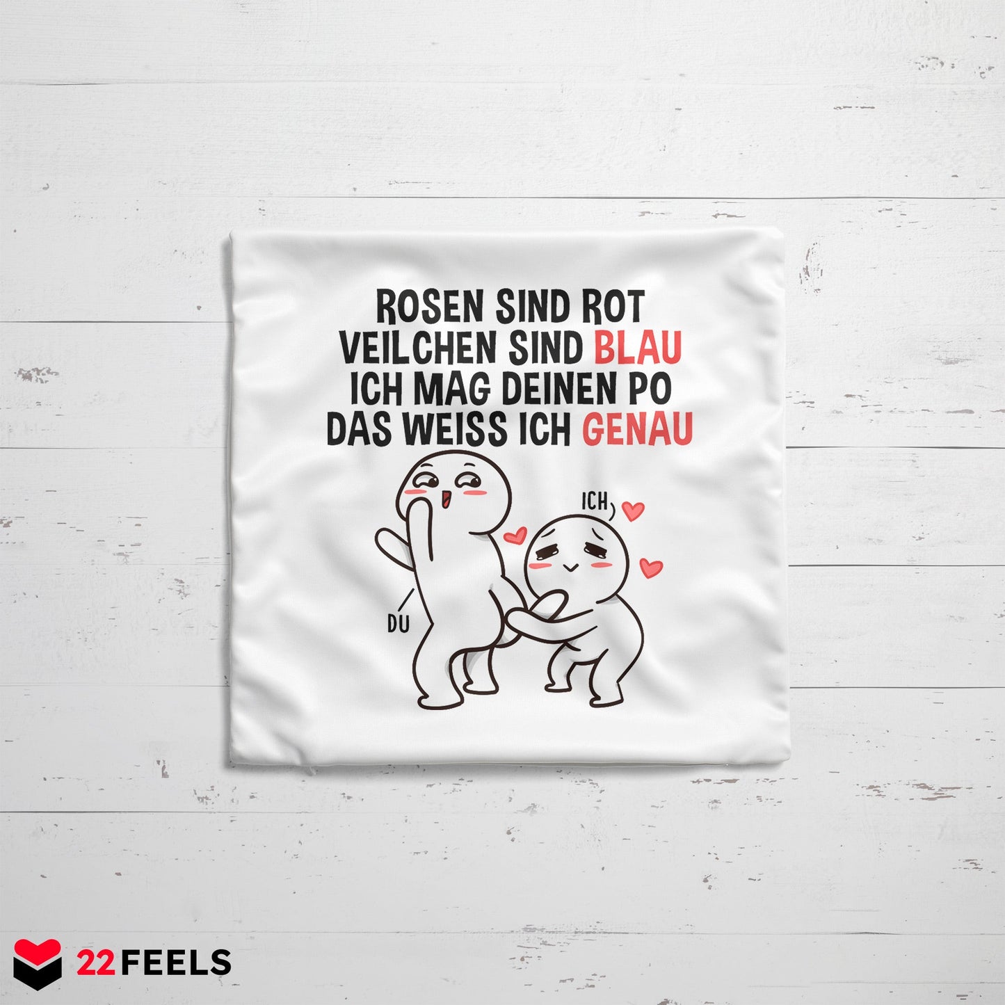 22Feels® Paar Geschenk zum Jahrestag, Valentinstag, Hochzeitstag etc. - Kissen mit Spruch (Weiss 40x40cm)-Kissen Weiss 40x40-22Feels