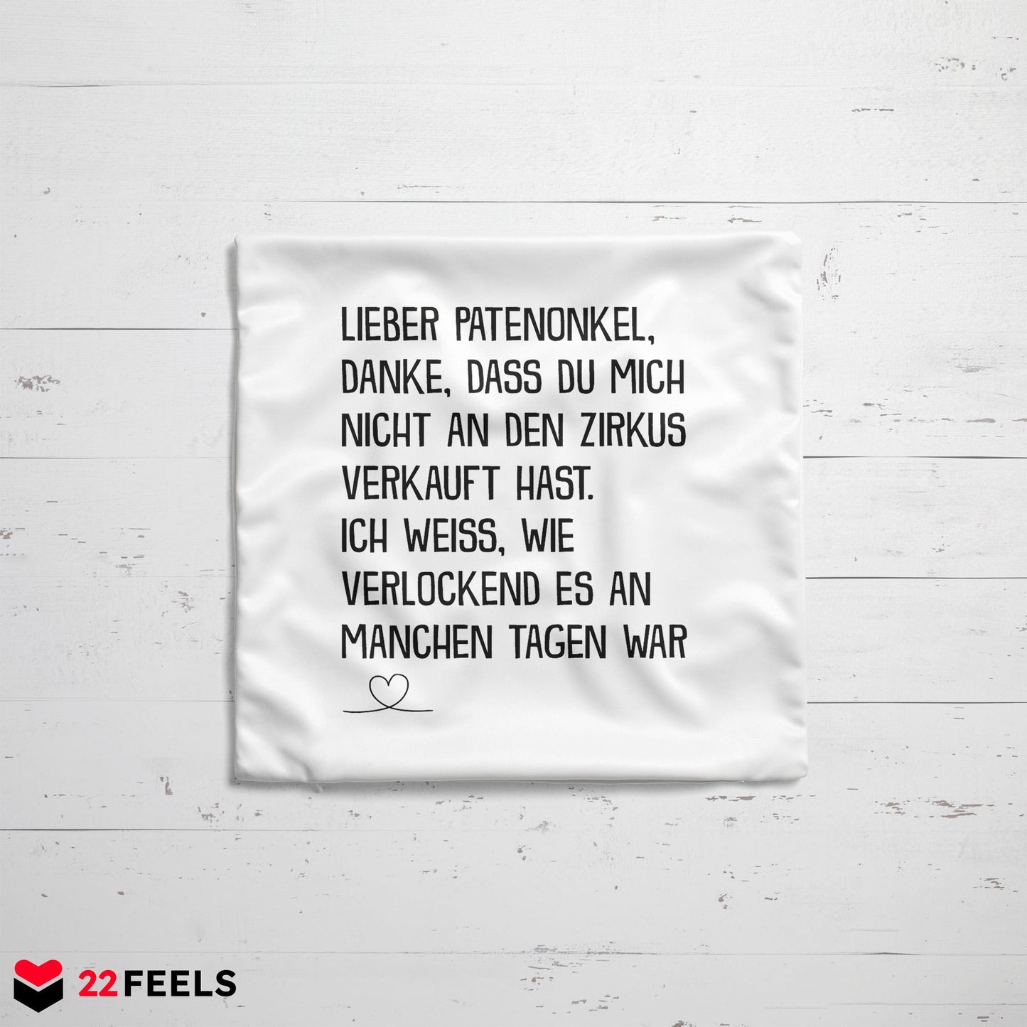 22Feels® Patenonkel Geschenk - Kissen mit Spruch (Weiss 40x40cm)-Kissen Weiss 40x40-22Feels