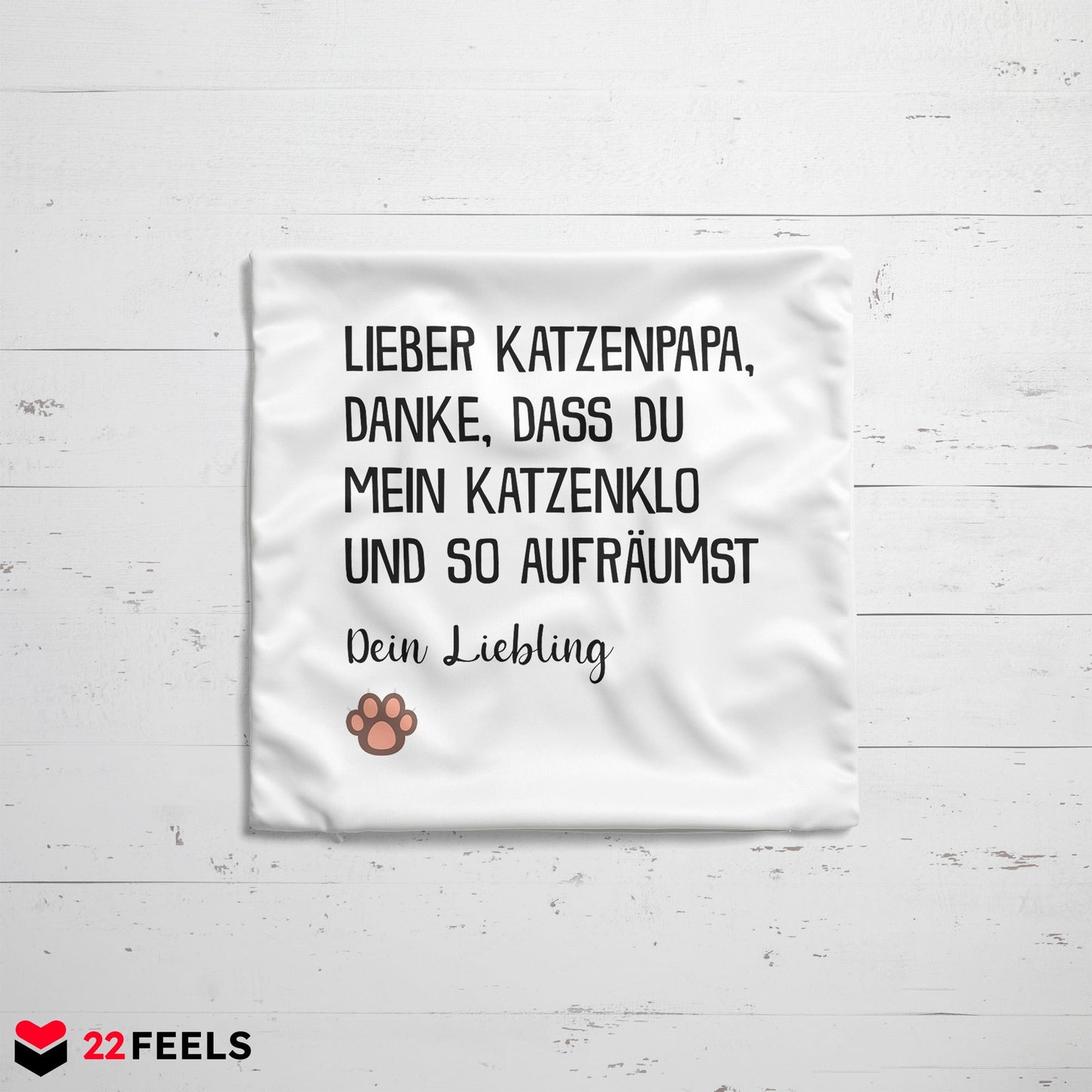 22Feels® Katzenpapa Geschenk für Cat Dads und Katzen-Herrchen - Kissen mit Spruch (Weiss 40x40cm)-Kissen Weiss 40x40-22Feels