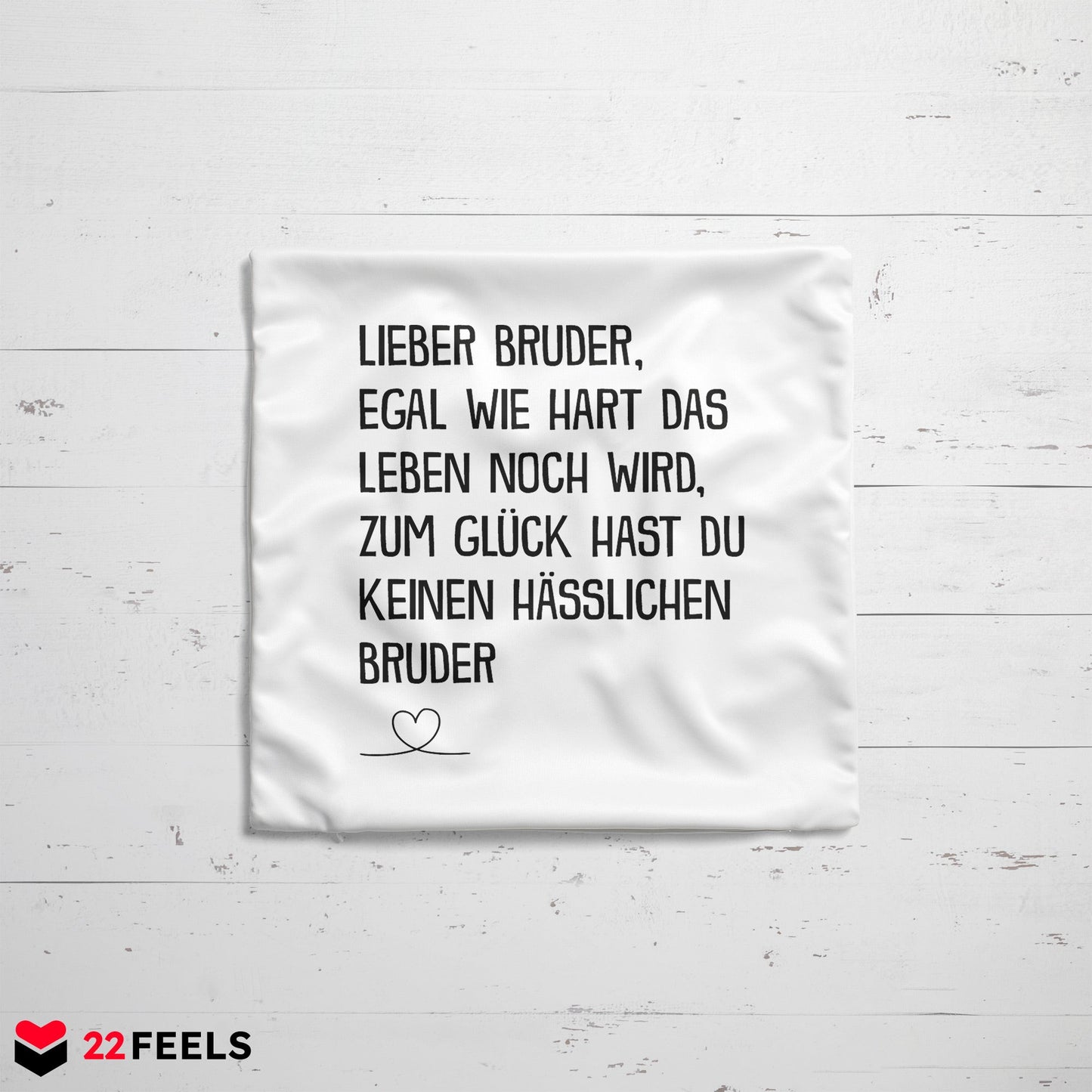 22Feels® Bruder Geschenk vom anderen Bruder - Kissen mit Spruch (Weiss 40x40cm)-Kissen Weiss 40x40-22Feels
