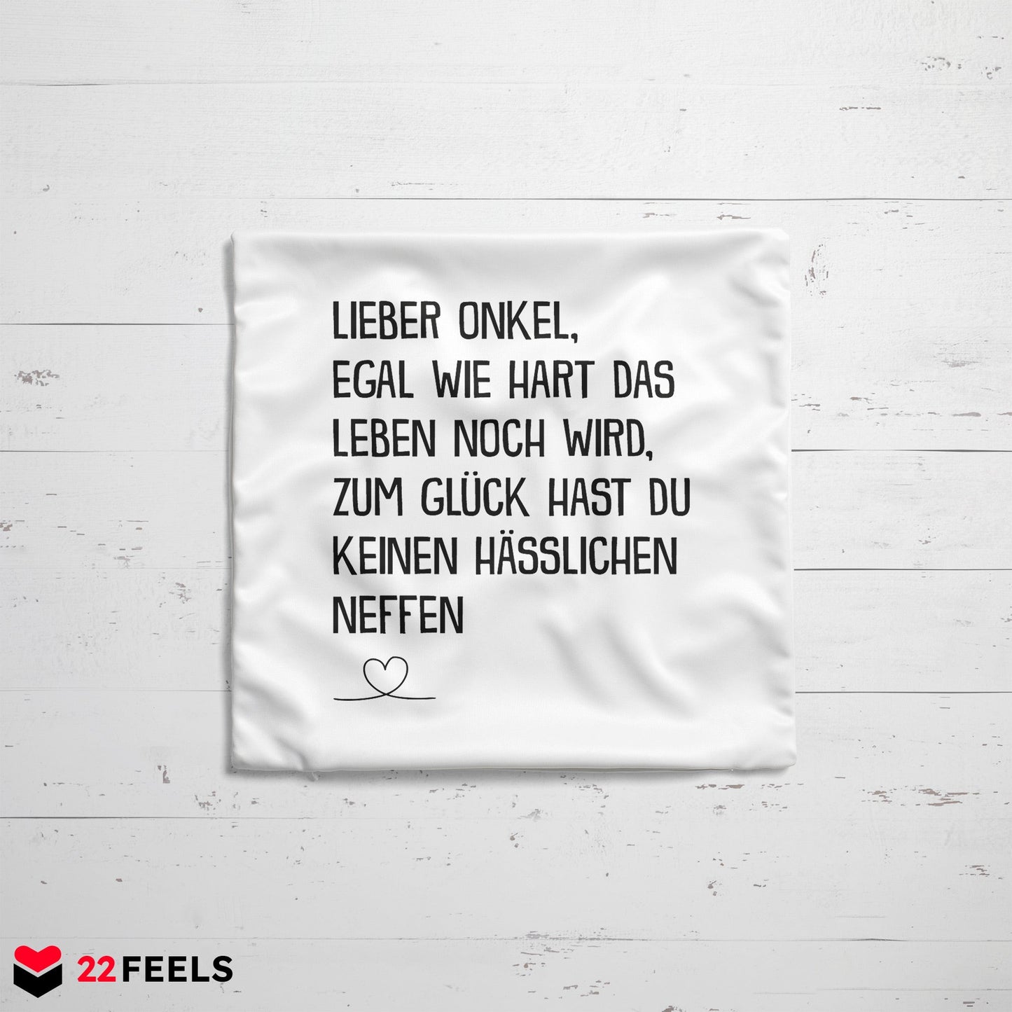 22Feels® Onkel Geschenk vom Neffen - Kissen mit Spruch (Weiss 40x40cm)-Kissen Weiss 40x40-22Feels
