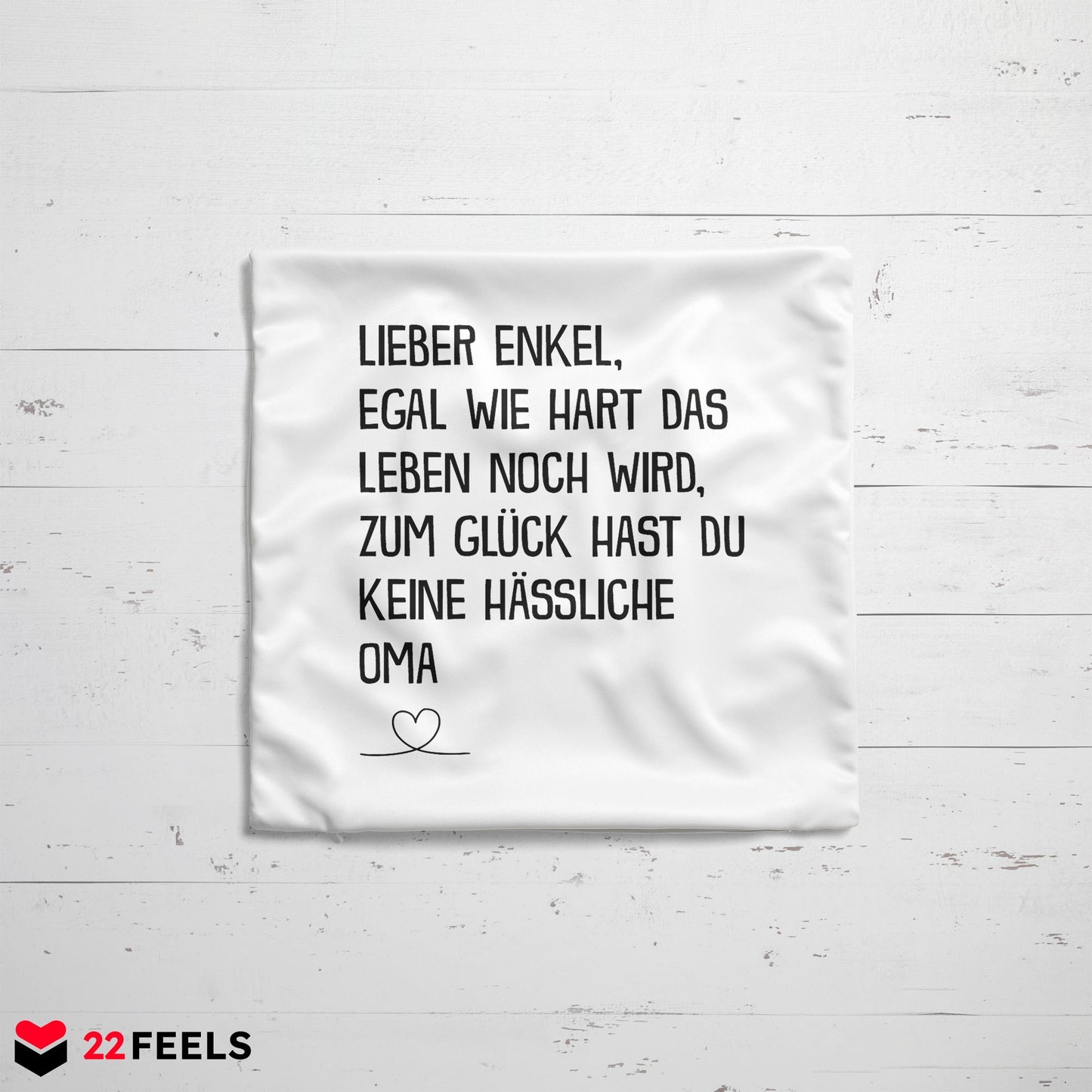 22Feels® Enkel Geschenk von der Oma - Kissen mit Spruch (Weiss 40x40cm)-Kissen Weiss 40x40-22Feels