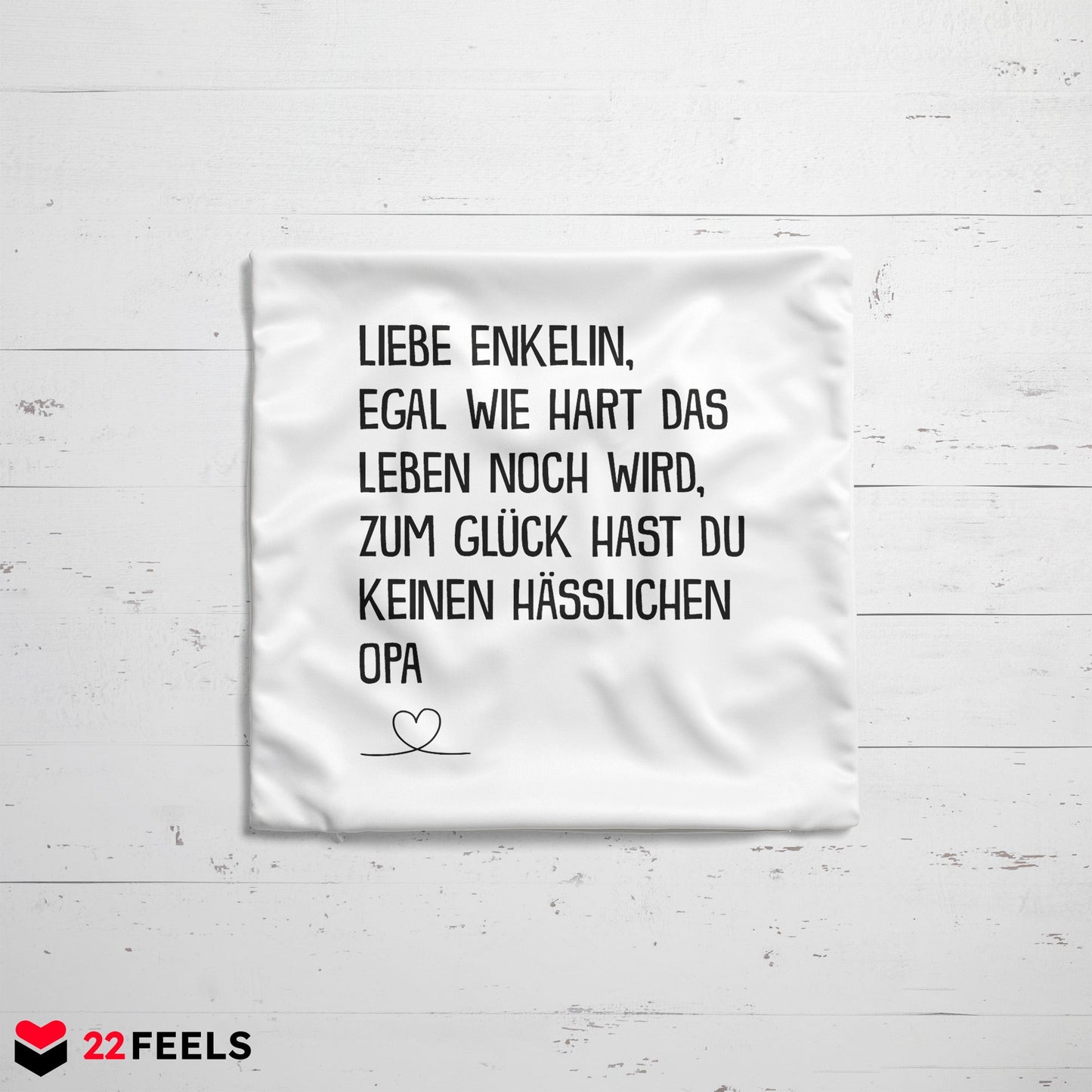 22Feels® Enkelin Geschenk vom Opa - Kissen mit Spruch (Weiss 40x40cm)-Kissen Weiss 40x40-22Feels