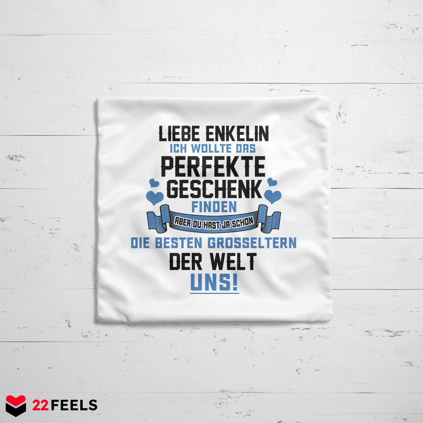 22Feels® Enkelin Geschenk von Oma und Opa - Kissen mit Spruch (Weiss 40x40cm)-Kissen Weiss 40x40-22Feels
