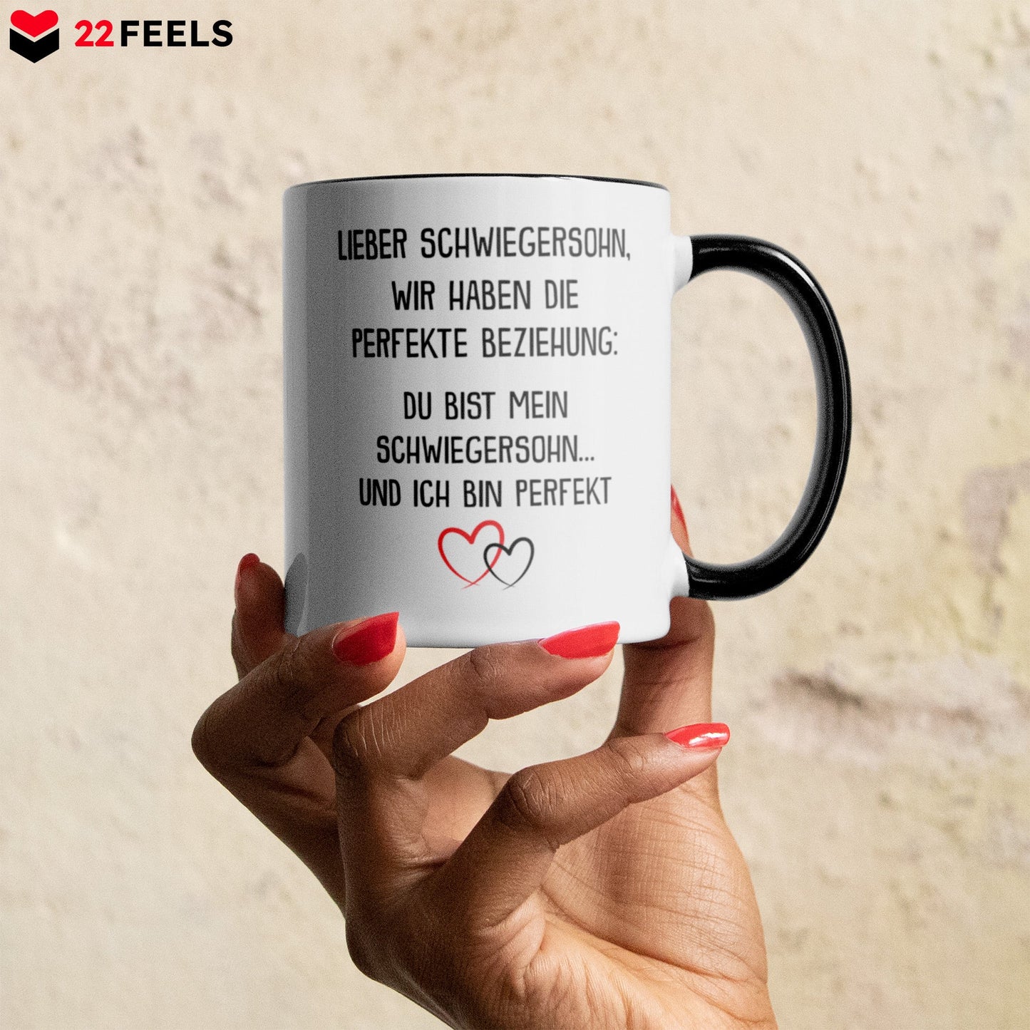 22Feels® Schwiegersohn Geschenk - Tasse mit Spruch (Weiss-Schwarz, 320ml)-TwoTone Tasse Weiss-Schwarz 320ml-22Feels