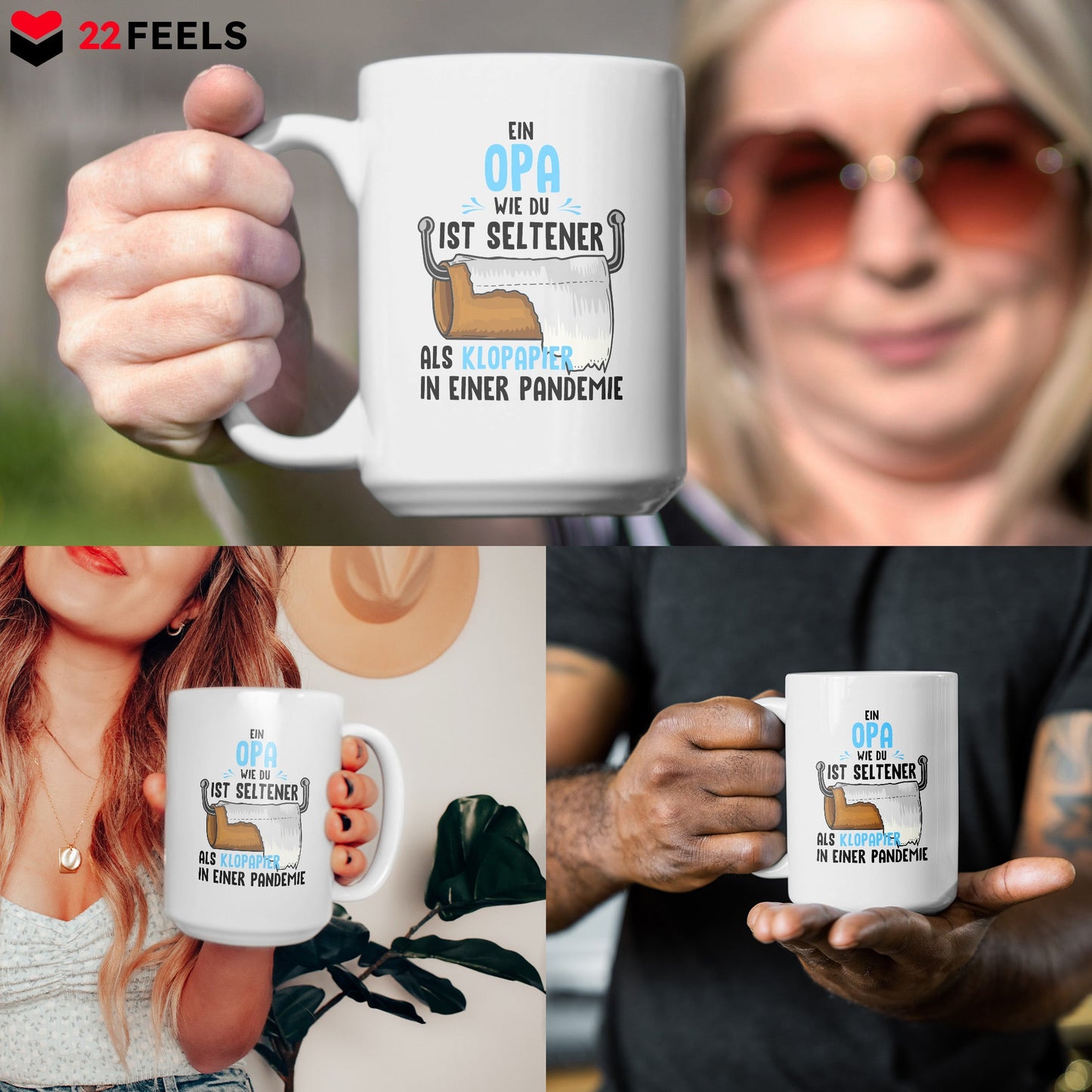 22Feels® Opa Geschenk - XL Tasse mit Spruch (Weiss, 440ml)-Weisse XL Tasse 440ml-22Feels