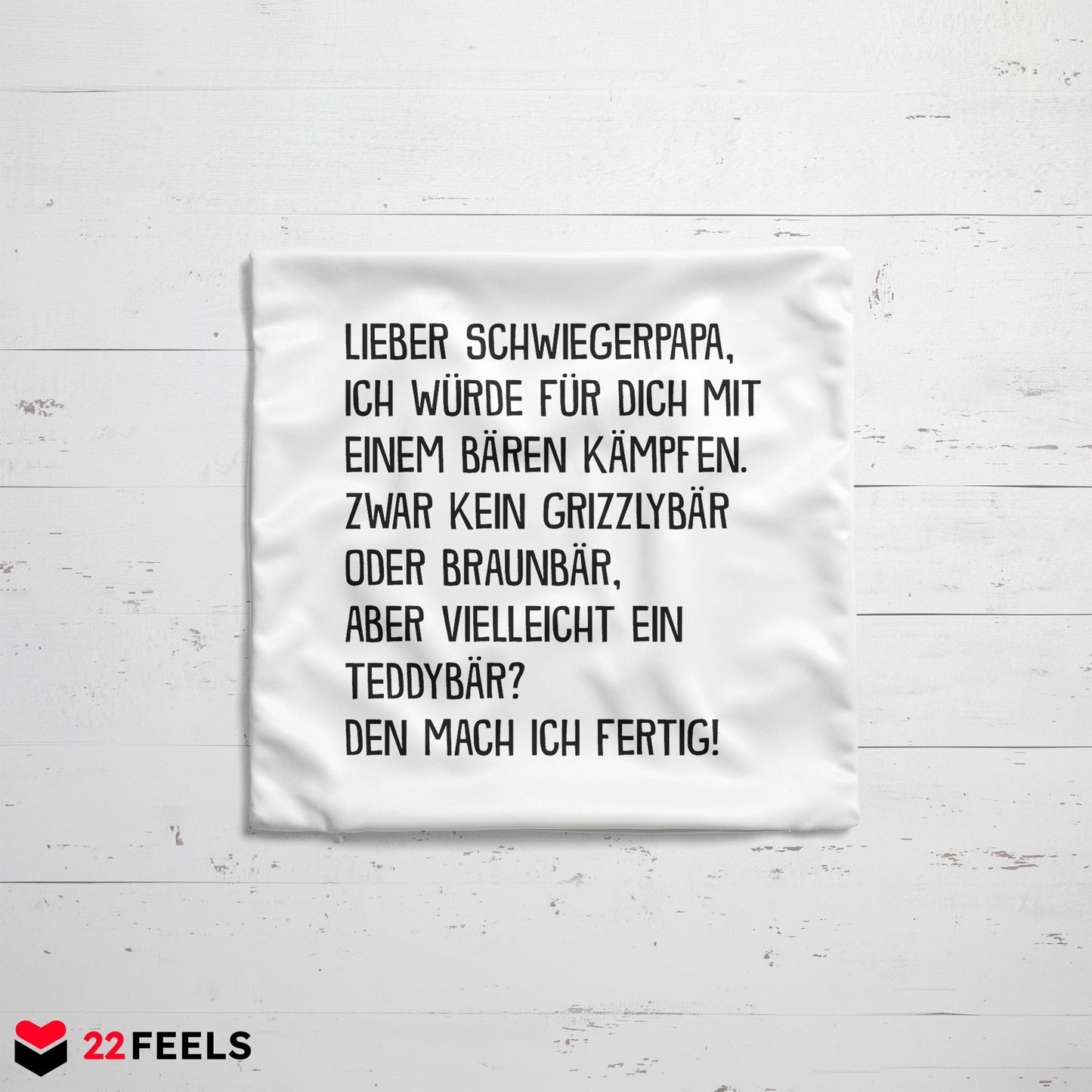 22Feels® Schwiegerpapa Geschenk - Kissen mit Spruch (Weiss 40x40cm)-Kissen Weiss 40x40-22Feels